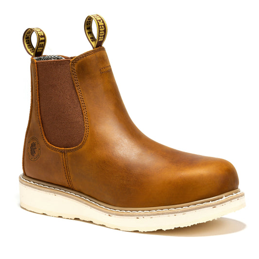 Brown Wedge 6 inch Work Boots ROCKROOSTER Men's SAP102