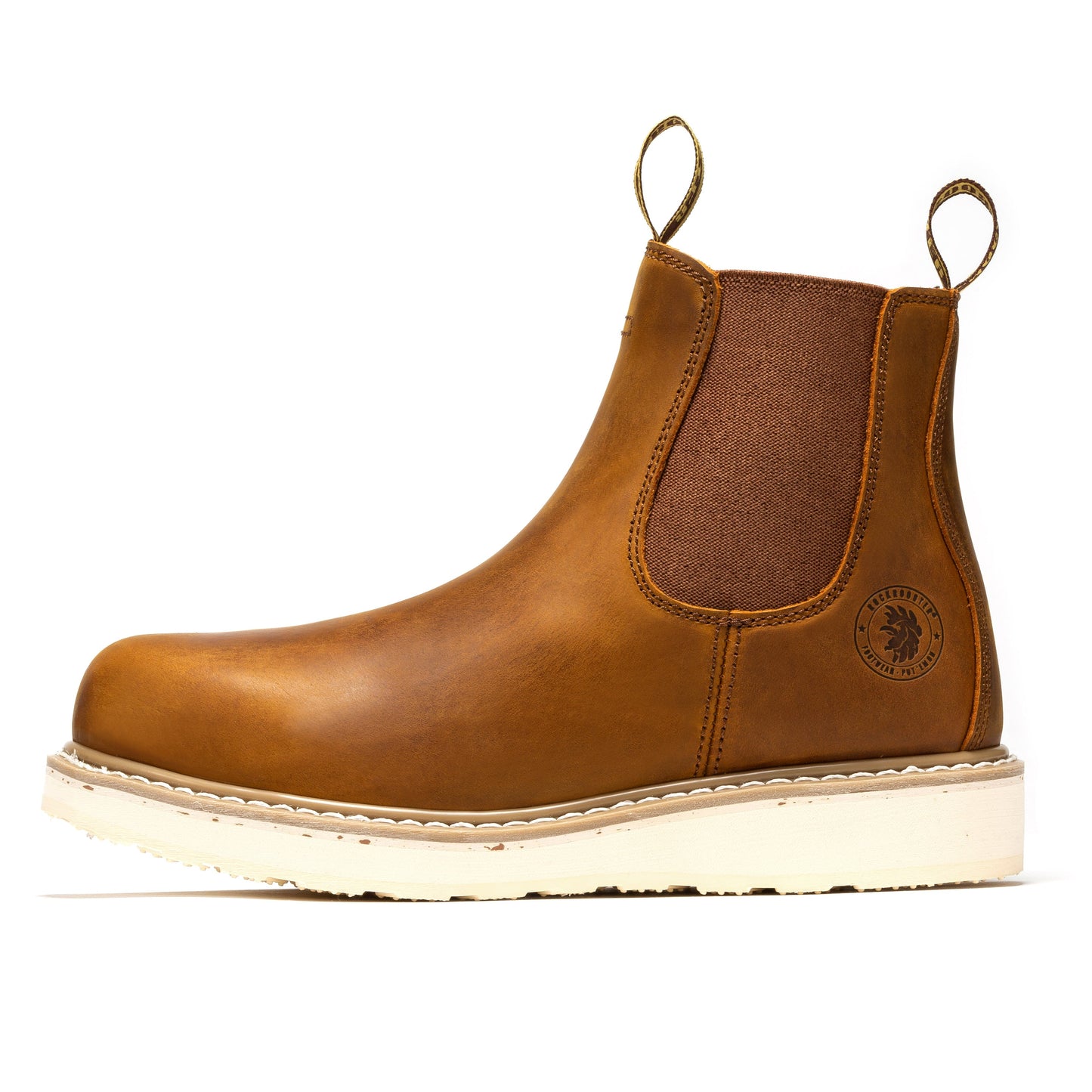 Brown Wedge 6 inch Work Boots ROCKROOSTER Men's SAP102