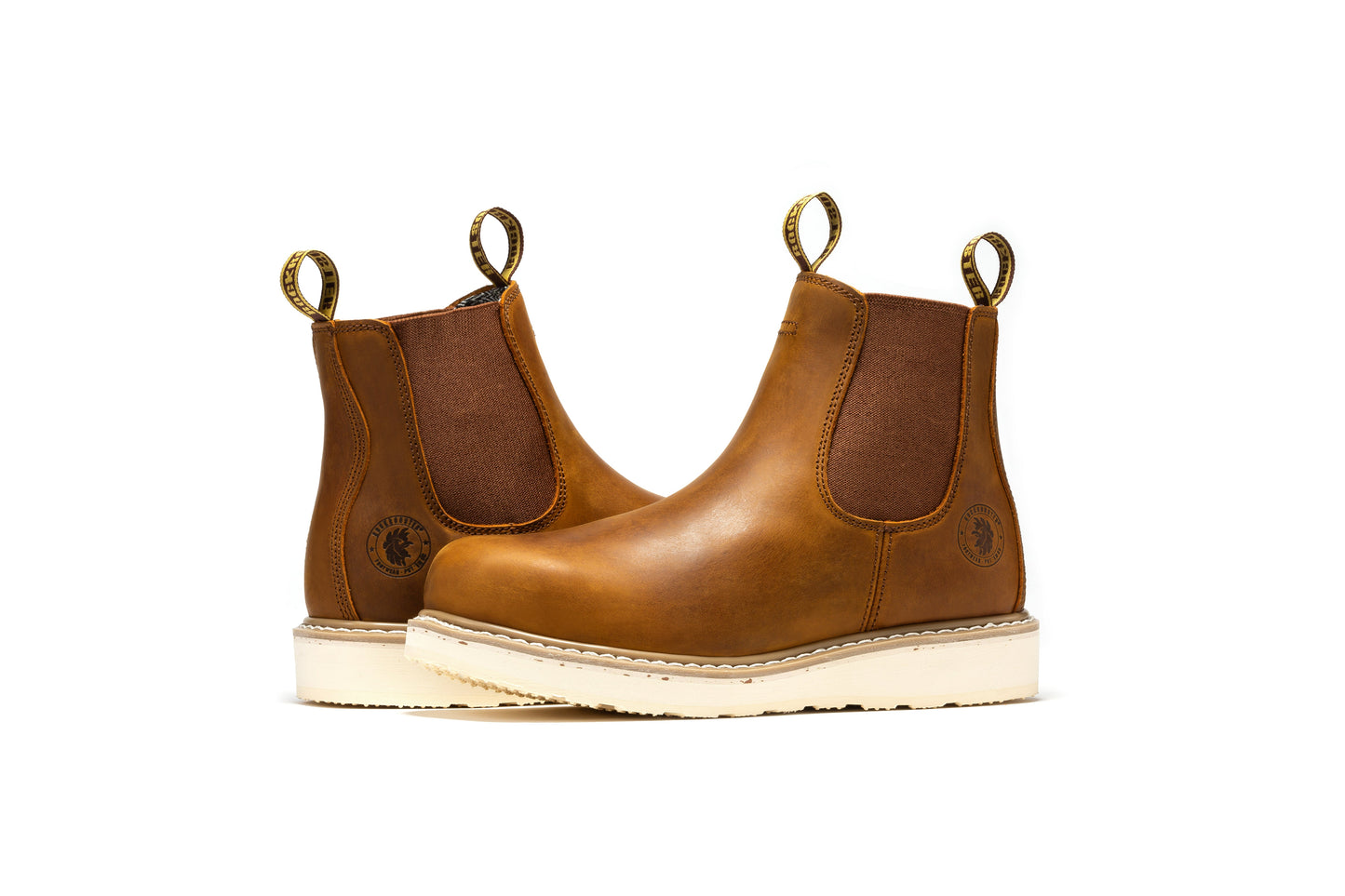 Brown Wedge 6 inch Work Boots ROCKROOSTER Men's SAP102
