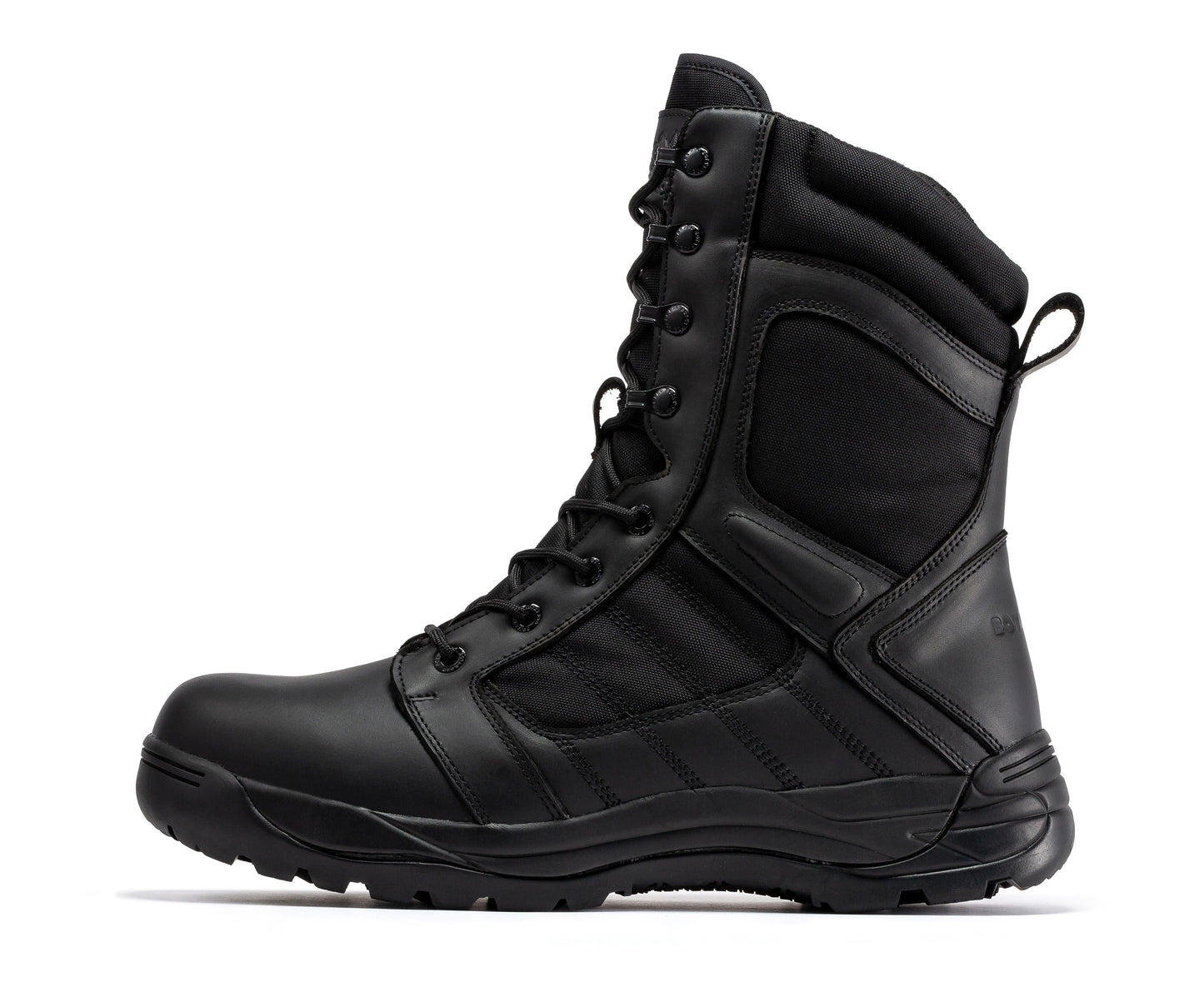 Botas Pro Black 8 inch Side Zipper Rubber Sole Tactical Boots BMP110BK