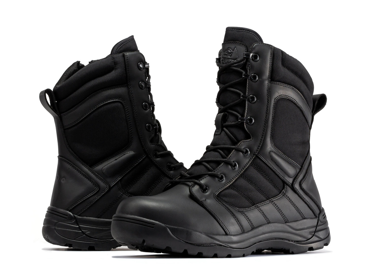 Botas Pro Black 8 inch Side Zipper Rubber Sole Tactical Boots BMP110BK