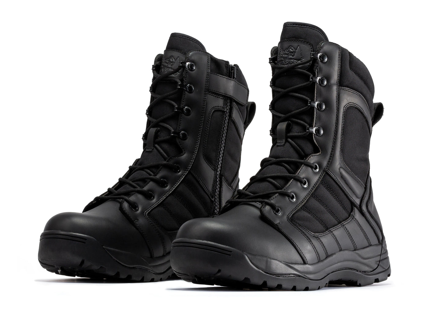Botas Pro Black 8 inch Side Zipper Rubber Sole Tactical Boots BMP110BK