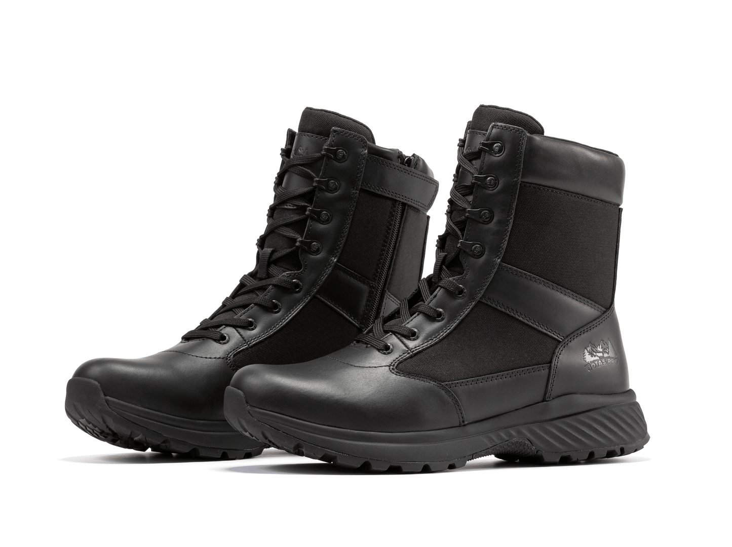 Full Grain Leather Side Zipper Military Tactical Boots Botas Pro Black Men's 8 inch BP703
