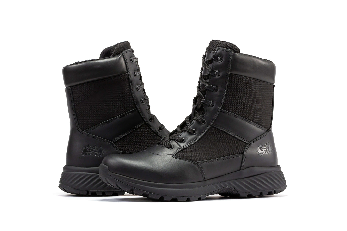 Full Grain Leather Side Zipper Military Tactical Boots Botas Pro Black Men's 8 inch BP703