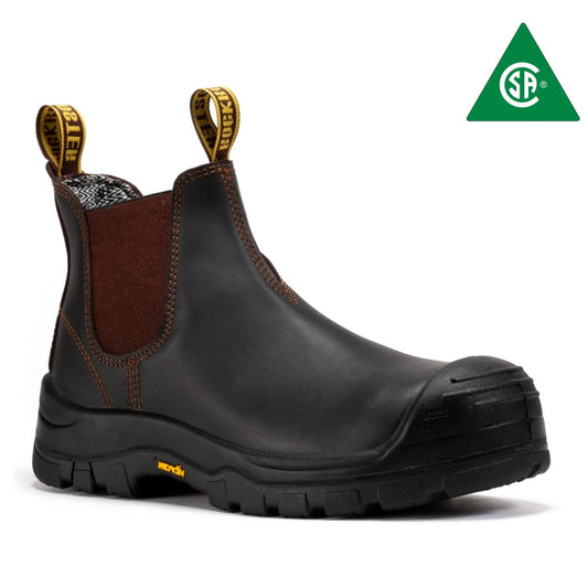 Dark Brown Composite Toe Pull-on Leather Work Boots ROCKROOSTER