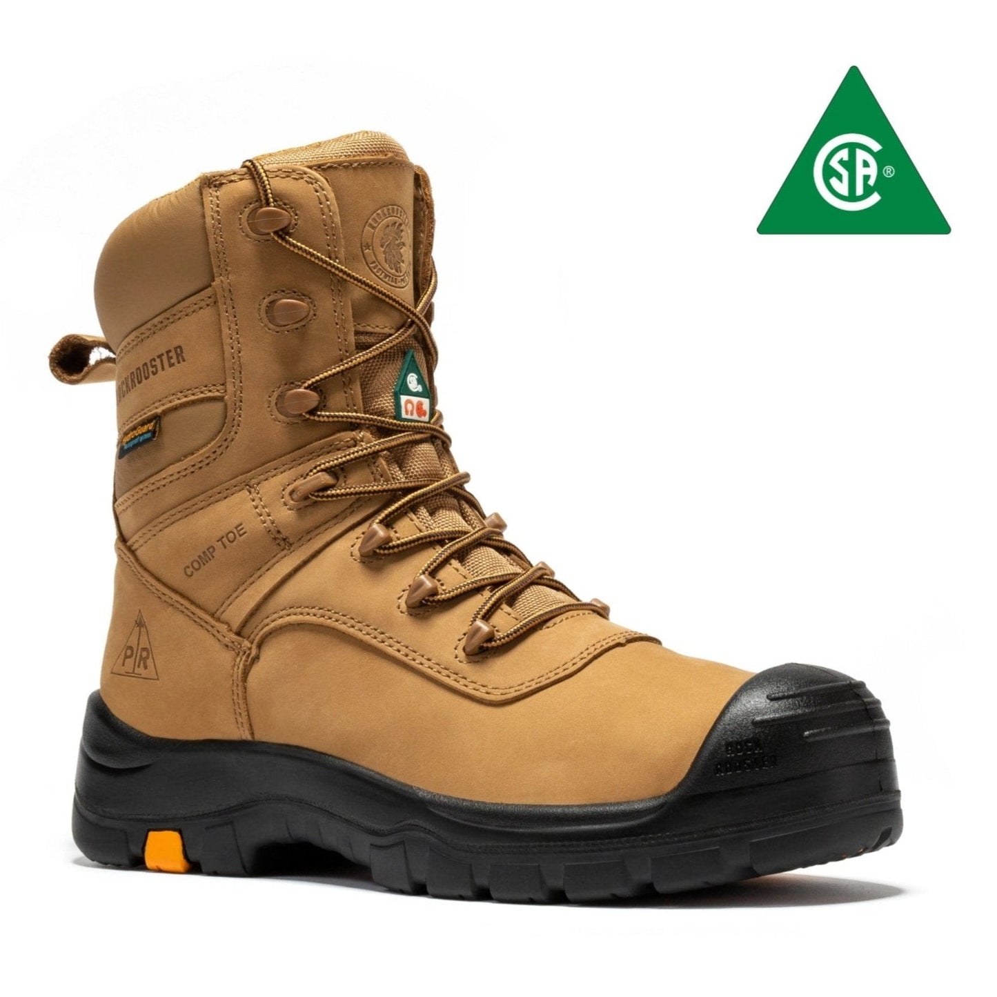 Men's Brown 8 Inch Waterproof Composite Toe Work Boots Rockrooster