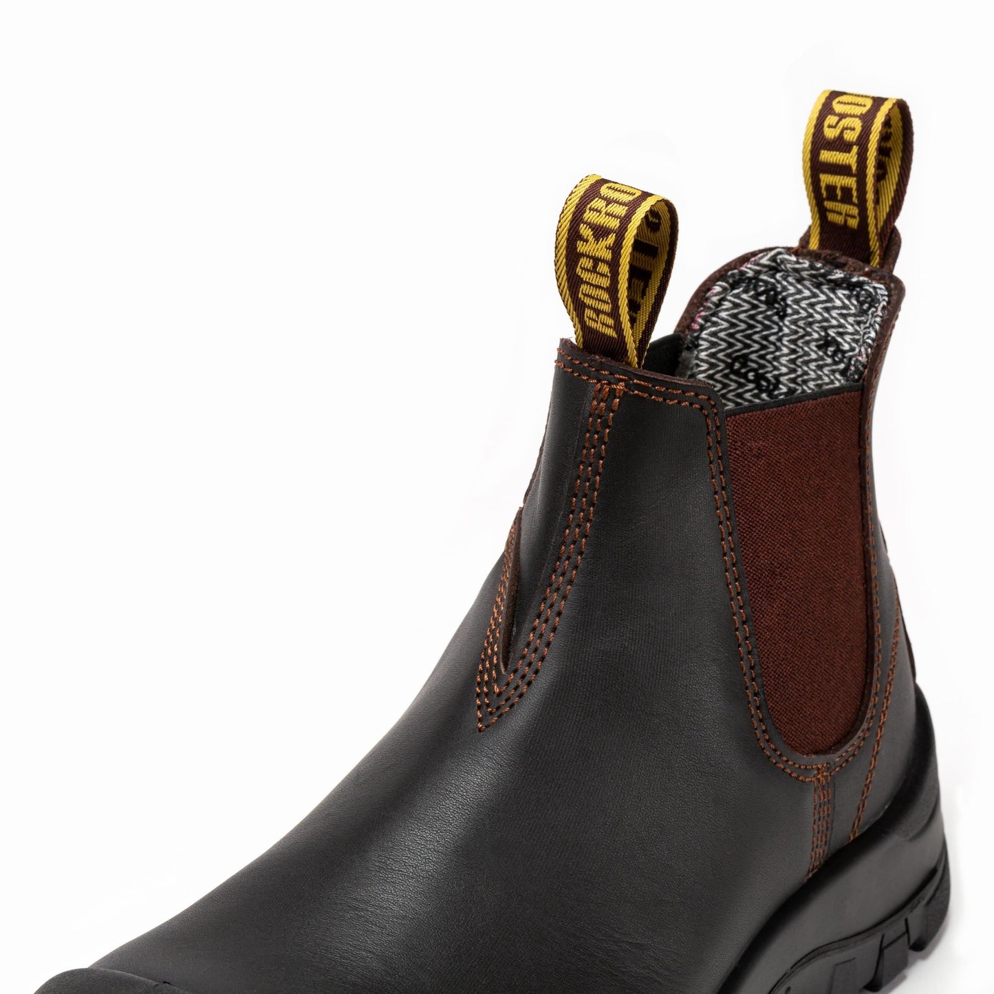 Dark Brown Composite Toe Pull-on Leather Work Boots ROCKROOSTER