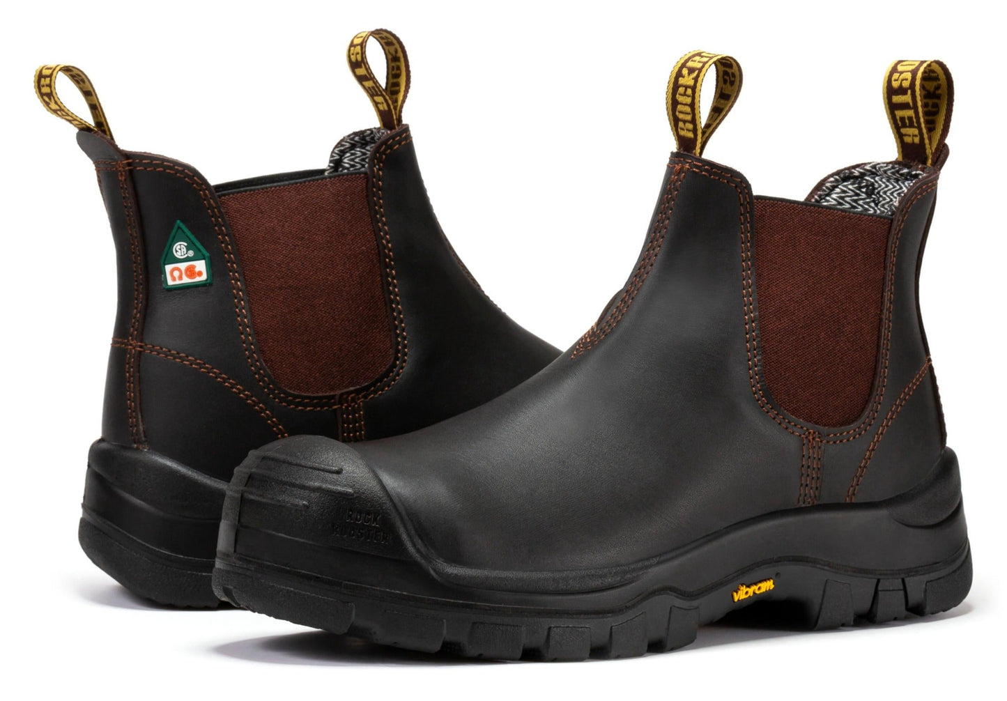 Dark Brown Composite Toe Pull-on Leather Work Boots ROCKROOSTER