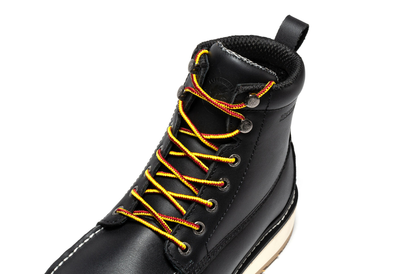 Men's 6 inch Black Steel Toe Wedge Work Boots ROCKROOSTER