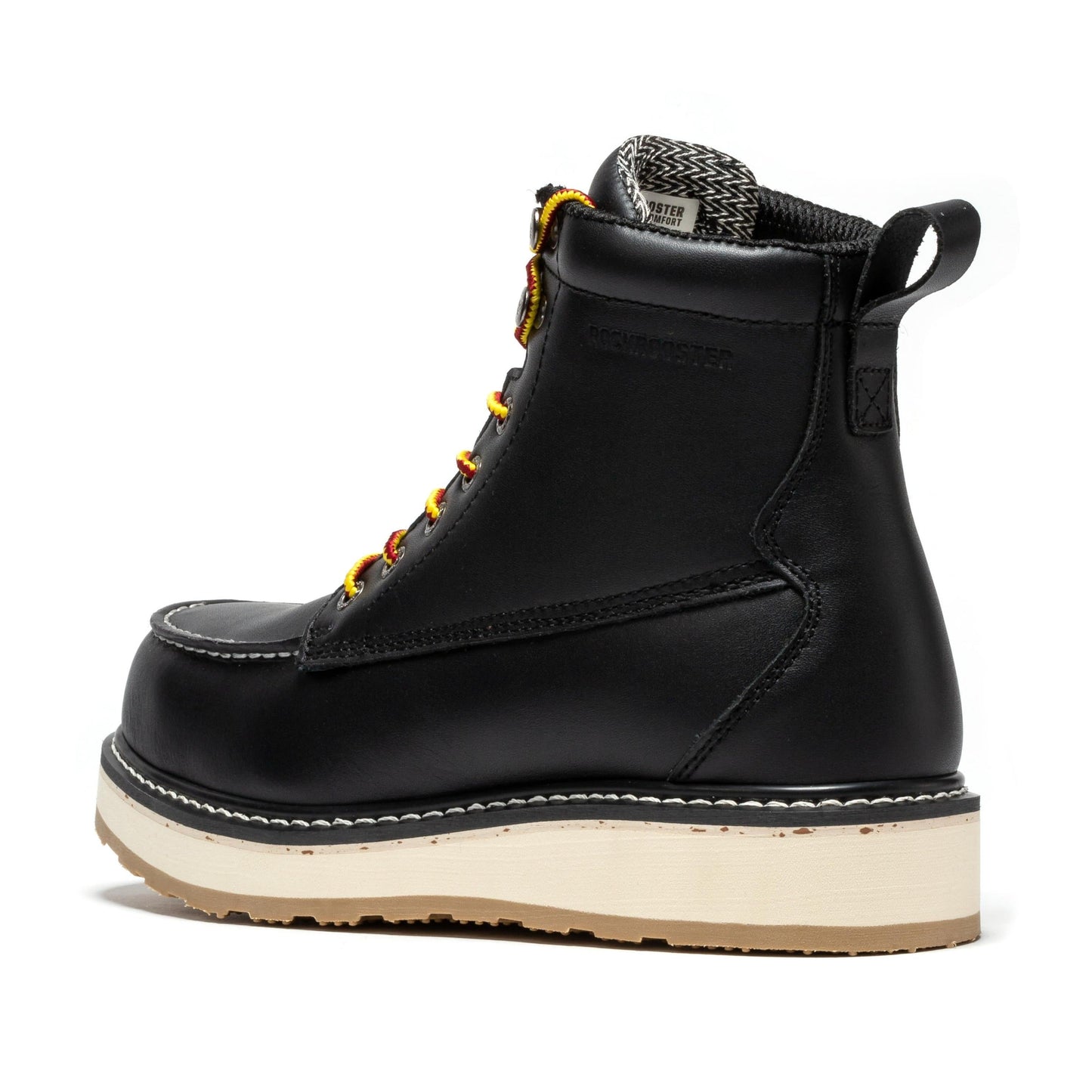 Men's 6 inch Black Steel Toe Wedge Work Boots ROCKROOSTER