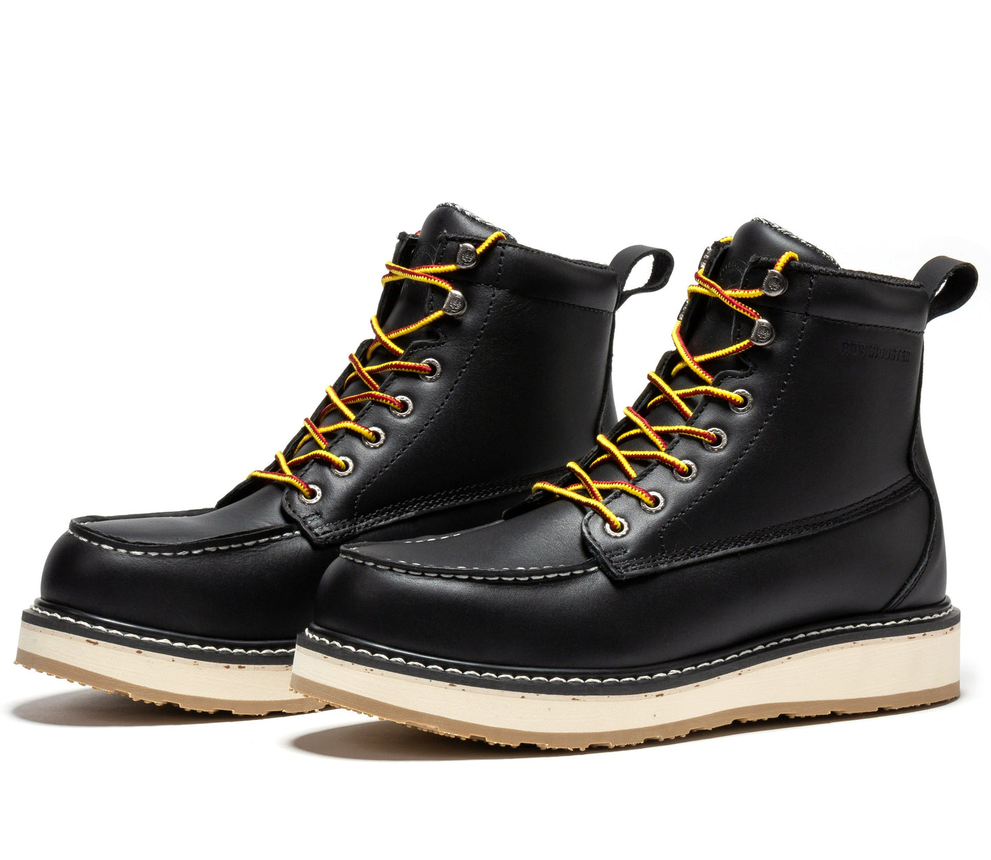 Men's 6 inch Black Steel Toe Wedge Work Boots ROCKROOSTER