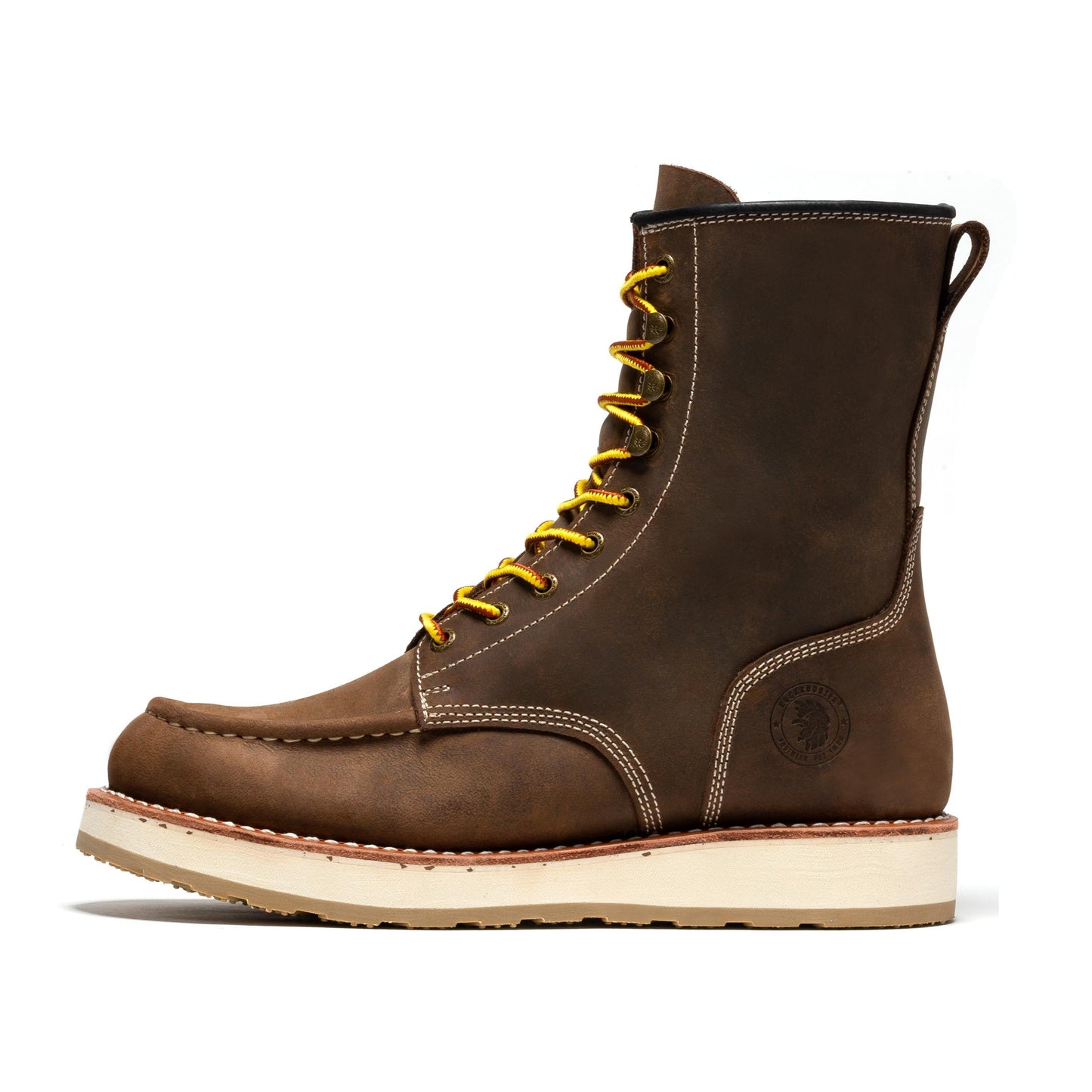 Rockrooster 8 Inch Dark Brown Soft Toe Wedge Work Boots SAP308
