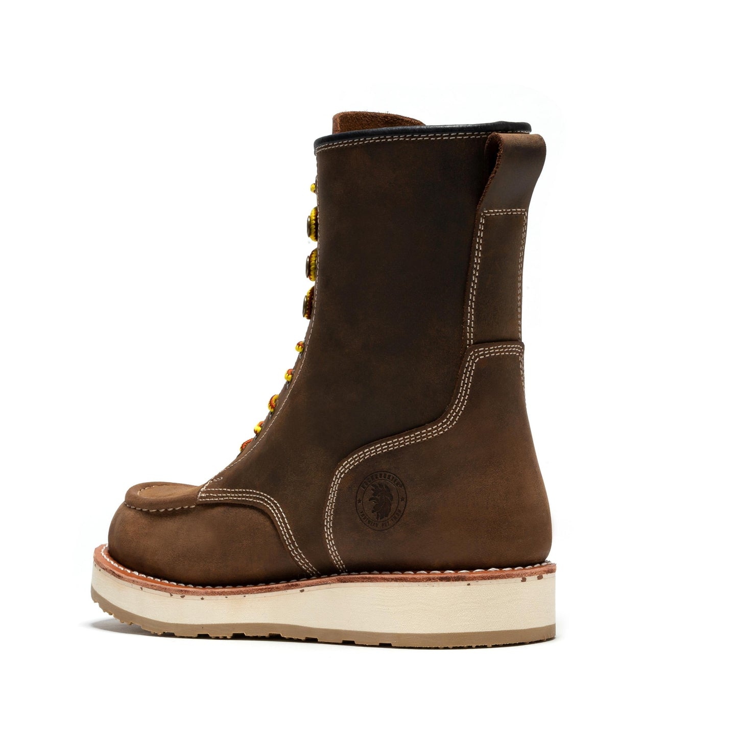 Rockrooster 8 Inch Dark Brown Soft Toe Wedge Work Boots SAP308