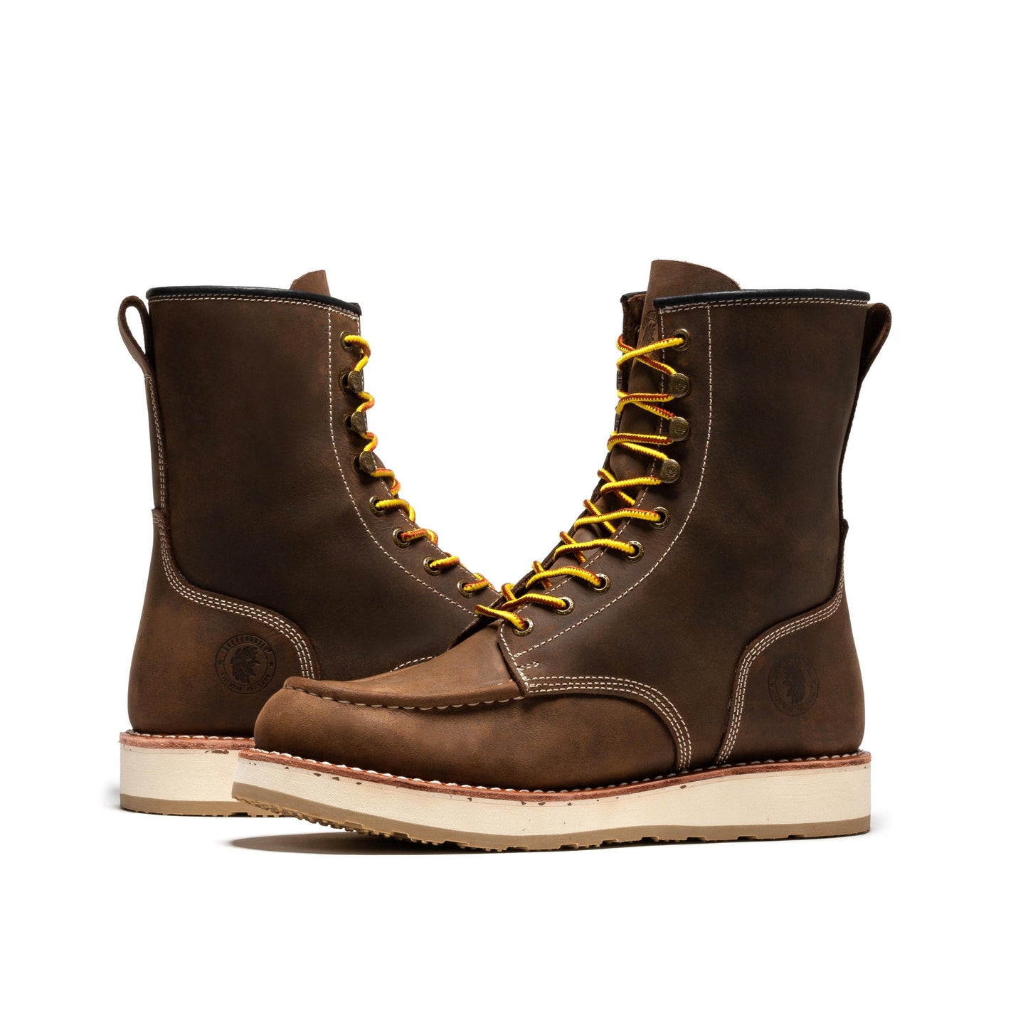 Rockrooster 8 Inch Dark Brown Soft Toe Wedge Work Boots SAP308