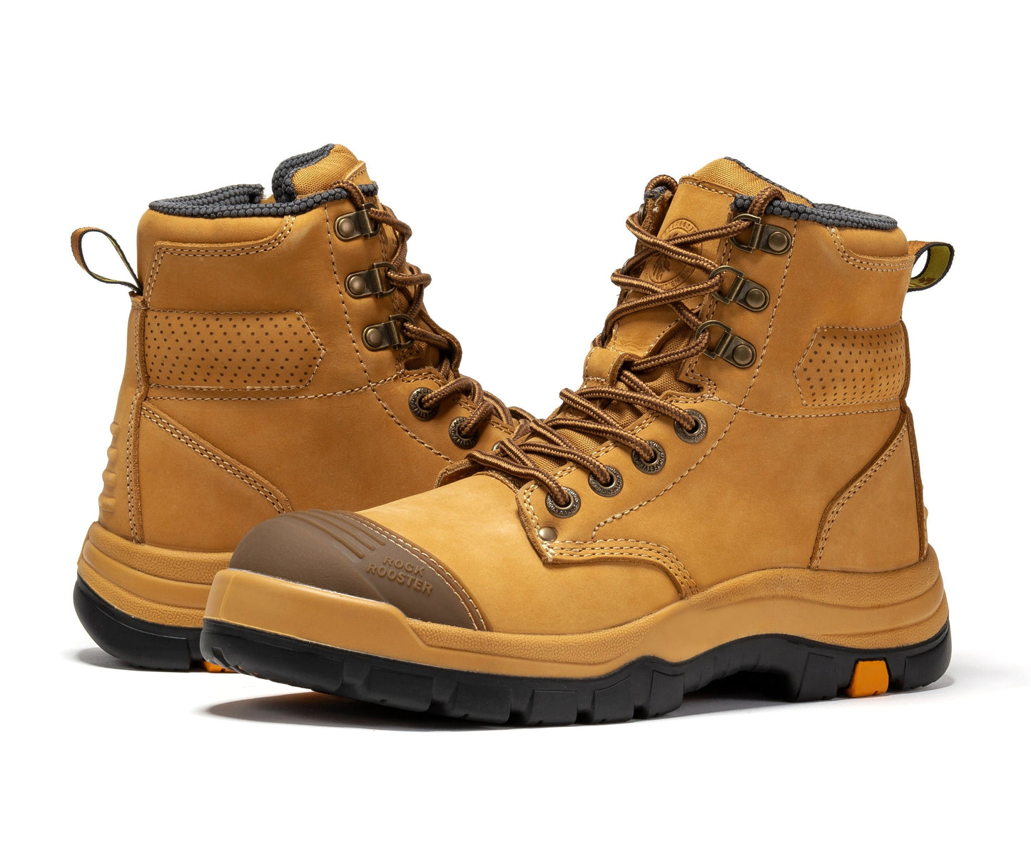 Madison Tan 6 Inch Zip-sided Steel Toe Leather Work Boots ROCKROOSTER