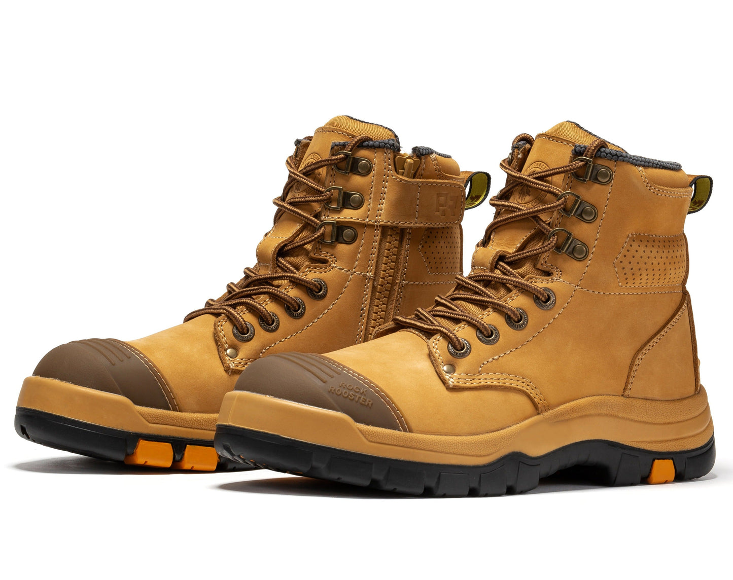 Madison Tan 6 Inch Zip-sided Steel Toe Leather Work Boots ROCKROOSTER