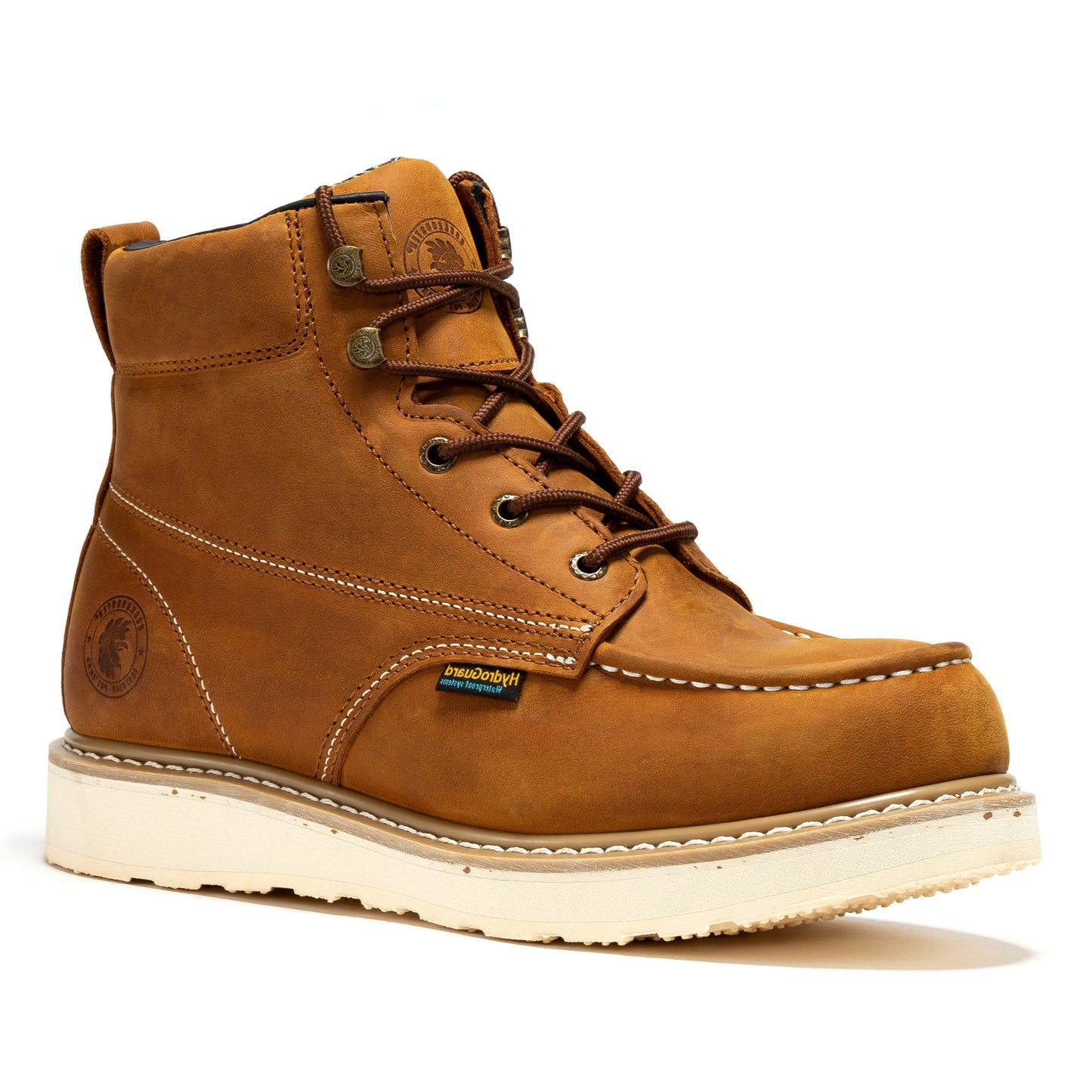 Brown Steel Toe Waterproof Wedge Work Boots ROCKROOSTER Edgewood Men's 6 inch SAP858