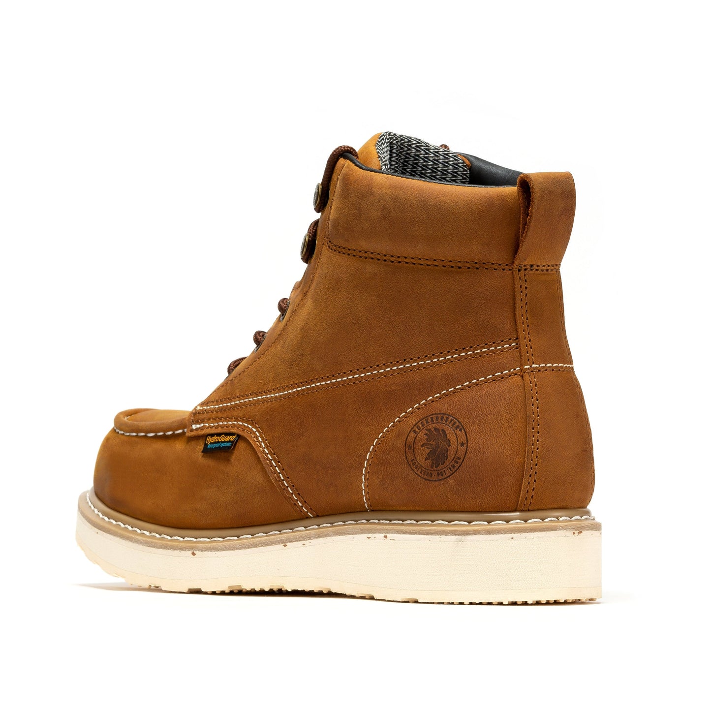 Brown Steel Toe Waterproof Wedge Work Boots ROCKROOSTER Edgewood Men's 6 inch SAP858