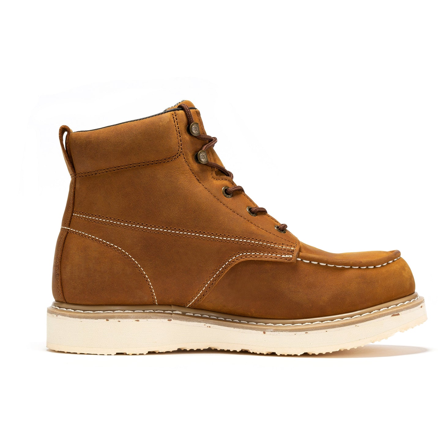 Brown Steel Toe Waterproof Wedge Work Boots ROCKROOSTER Edgewood Men's 6 inch SAP858