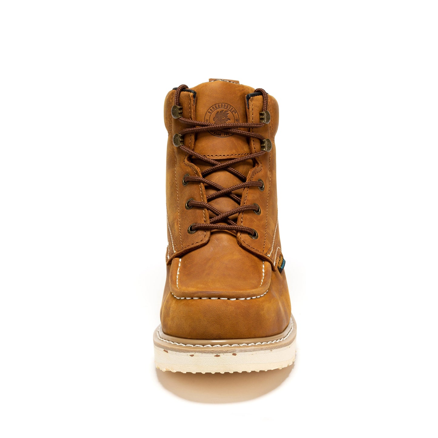 Brown Steel Toe Waterproof Wedge Work Boots ROCKROOSTER Edgewood Men's 6 inch SAP858