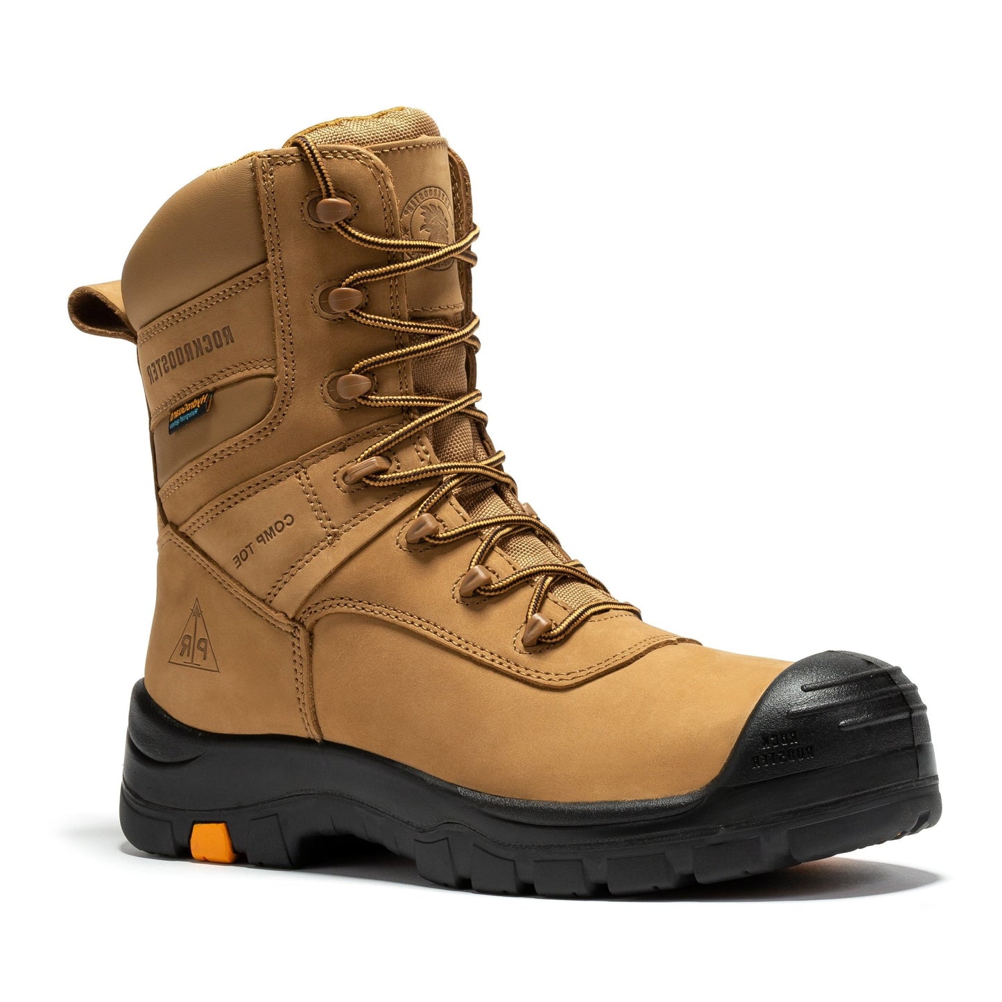Men's Brown 8 Inch Waterproof Composite Toe Work Boots Rockrooster