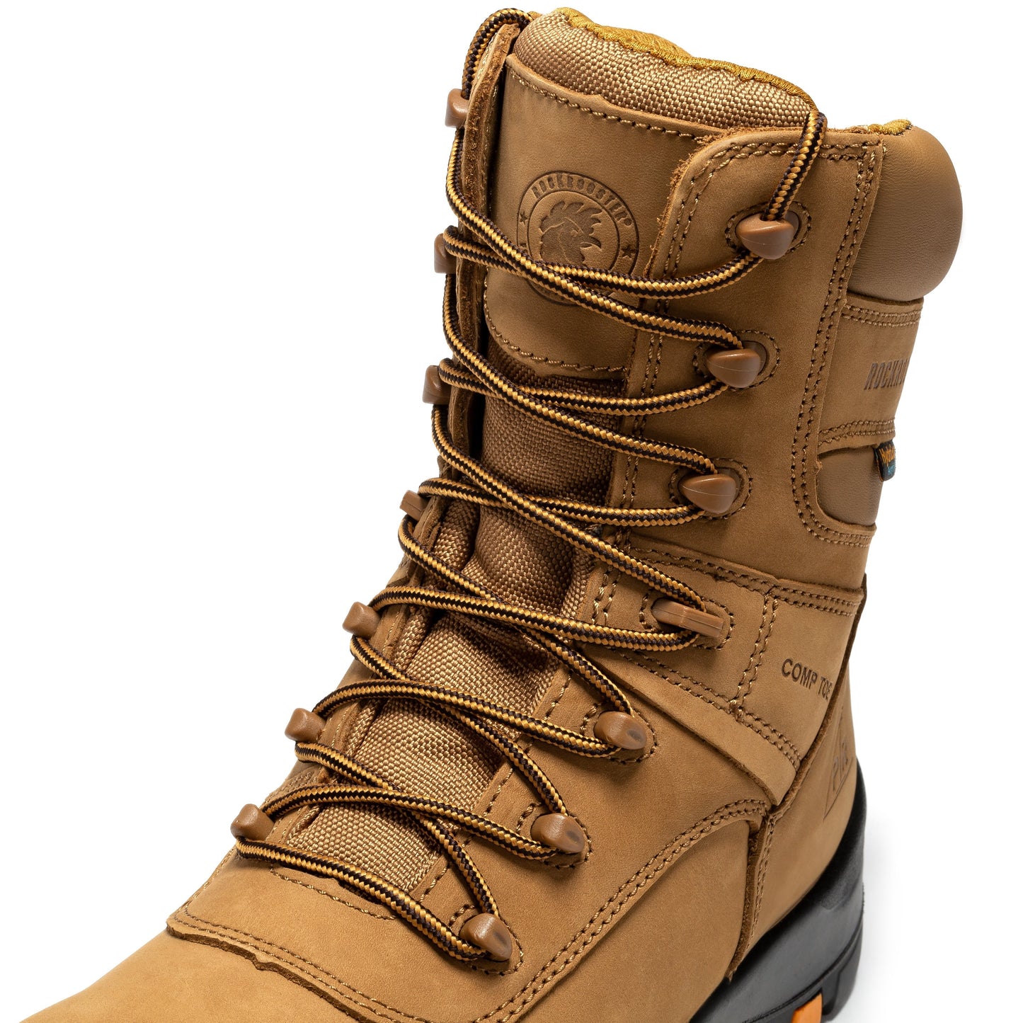 Men's Brown 8 Inch Waterproof Composite Toe Work Boots Rockrooster