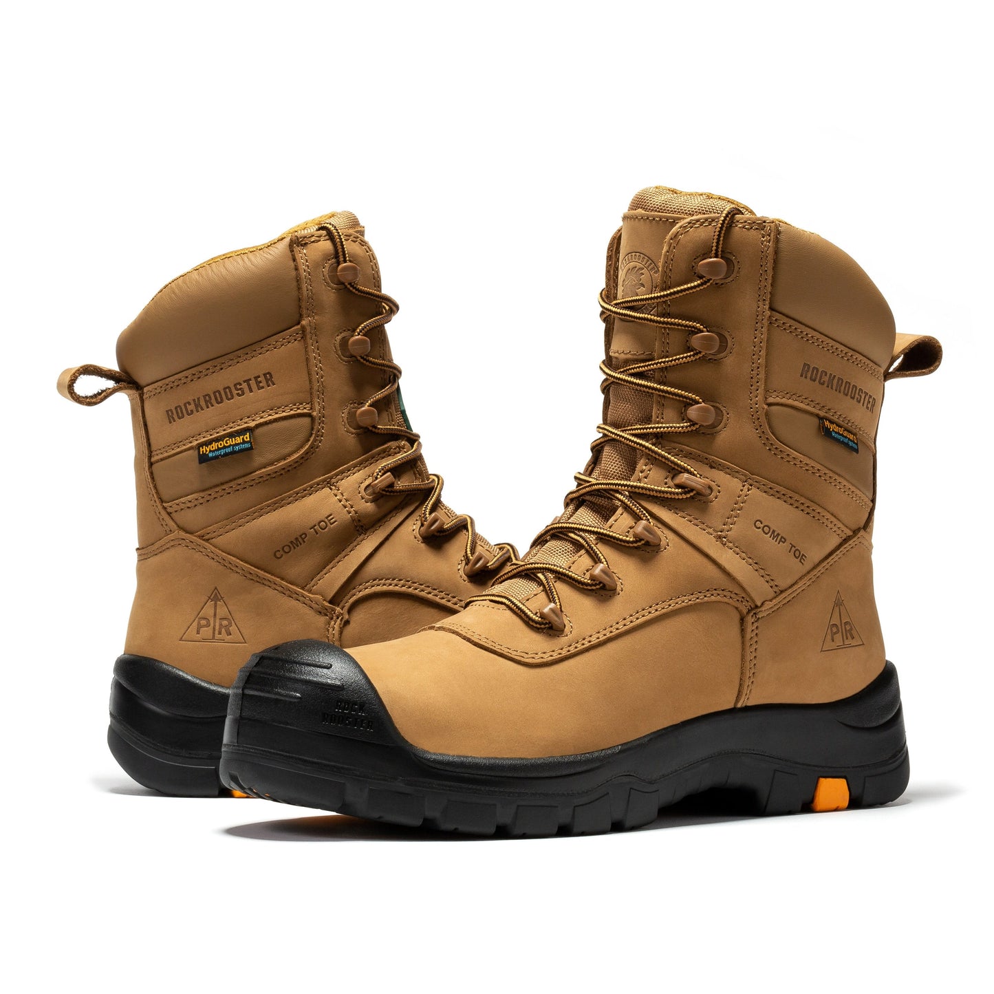 Men's Brown 8 Inch Waterproof Composite Toe Work Boots Rockrooster