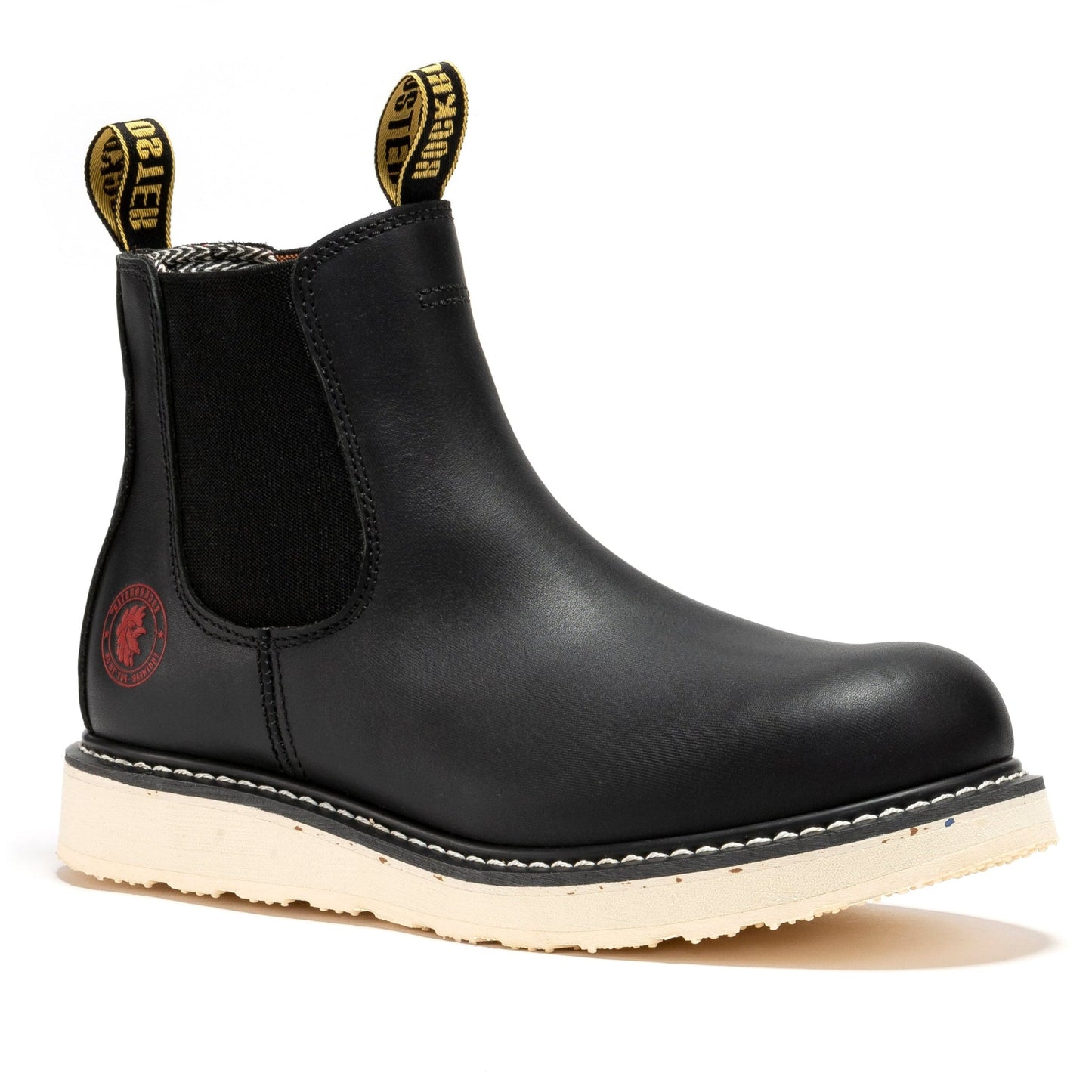 Men's 6 inch Black Steel Toe Wedge Work Boots ROCKROOSTER