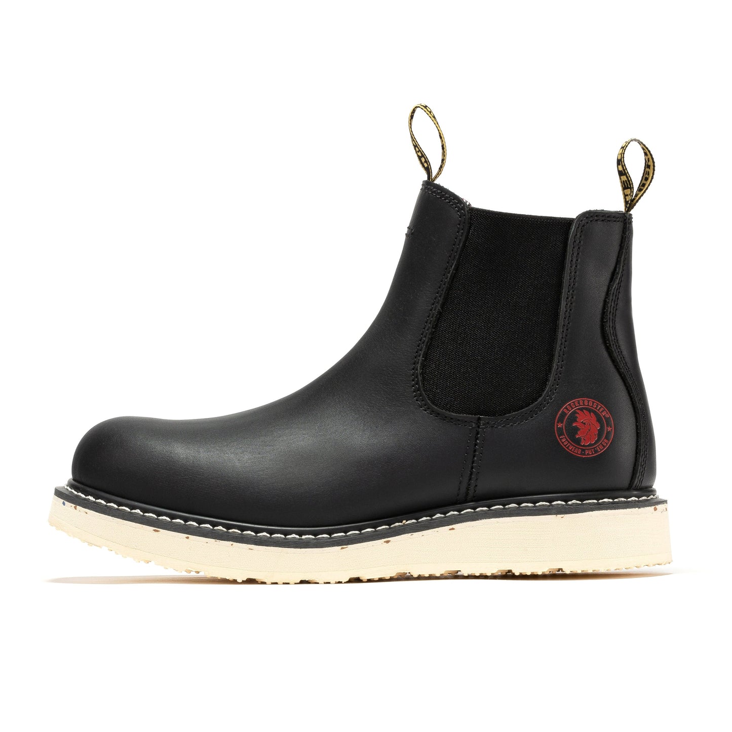 Men's 6 inch Black Steel Toe Wedge Work Boots ROCKROOSTER