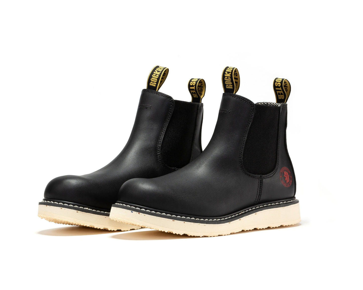 Men's 6 inch Black Steel Toe Wedge Work Boots ROCKROOSTER