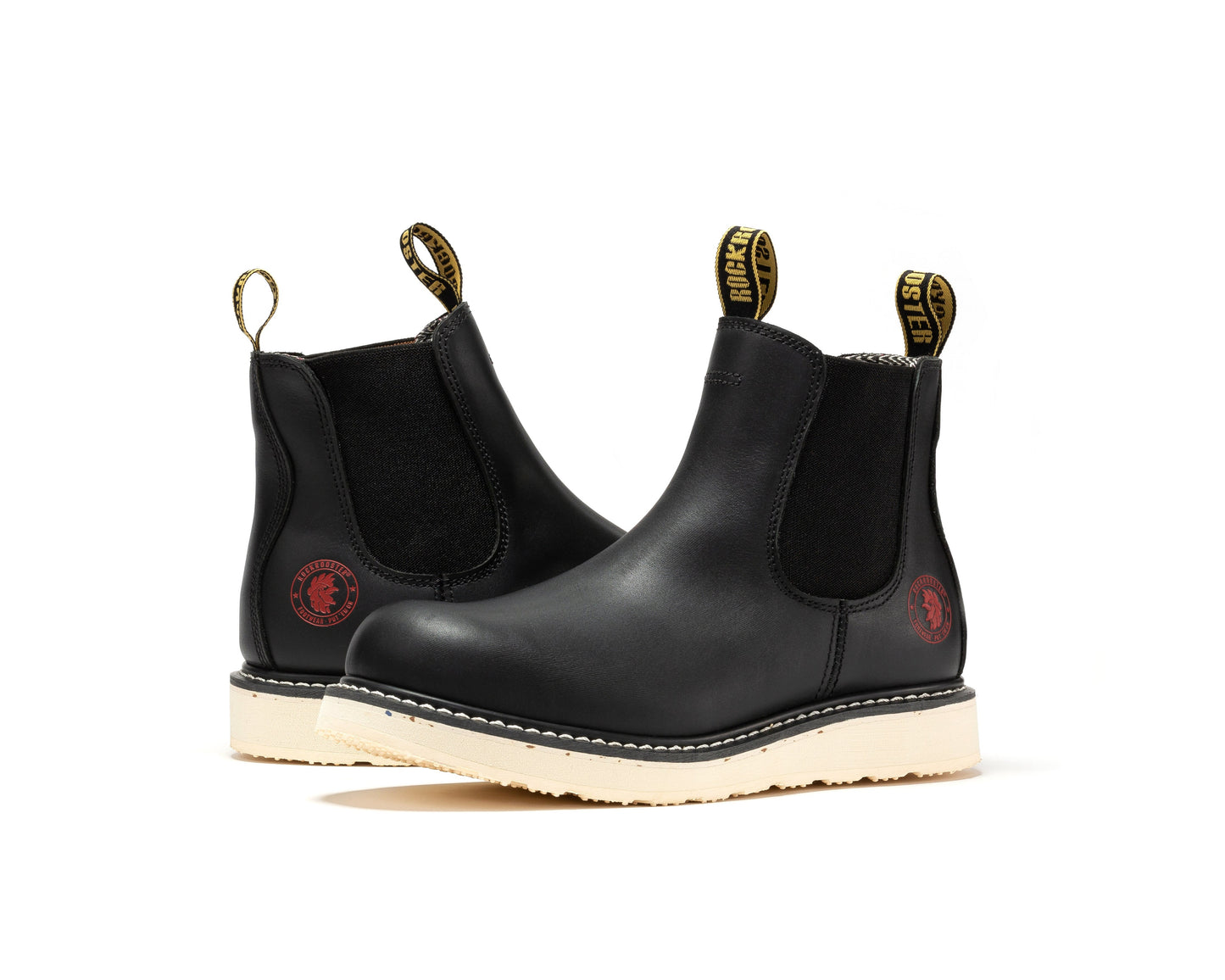 Men's 6 inch Black Steel Toe Wedge Work Boots ROCKROOSTER