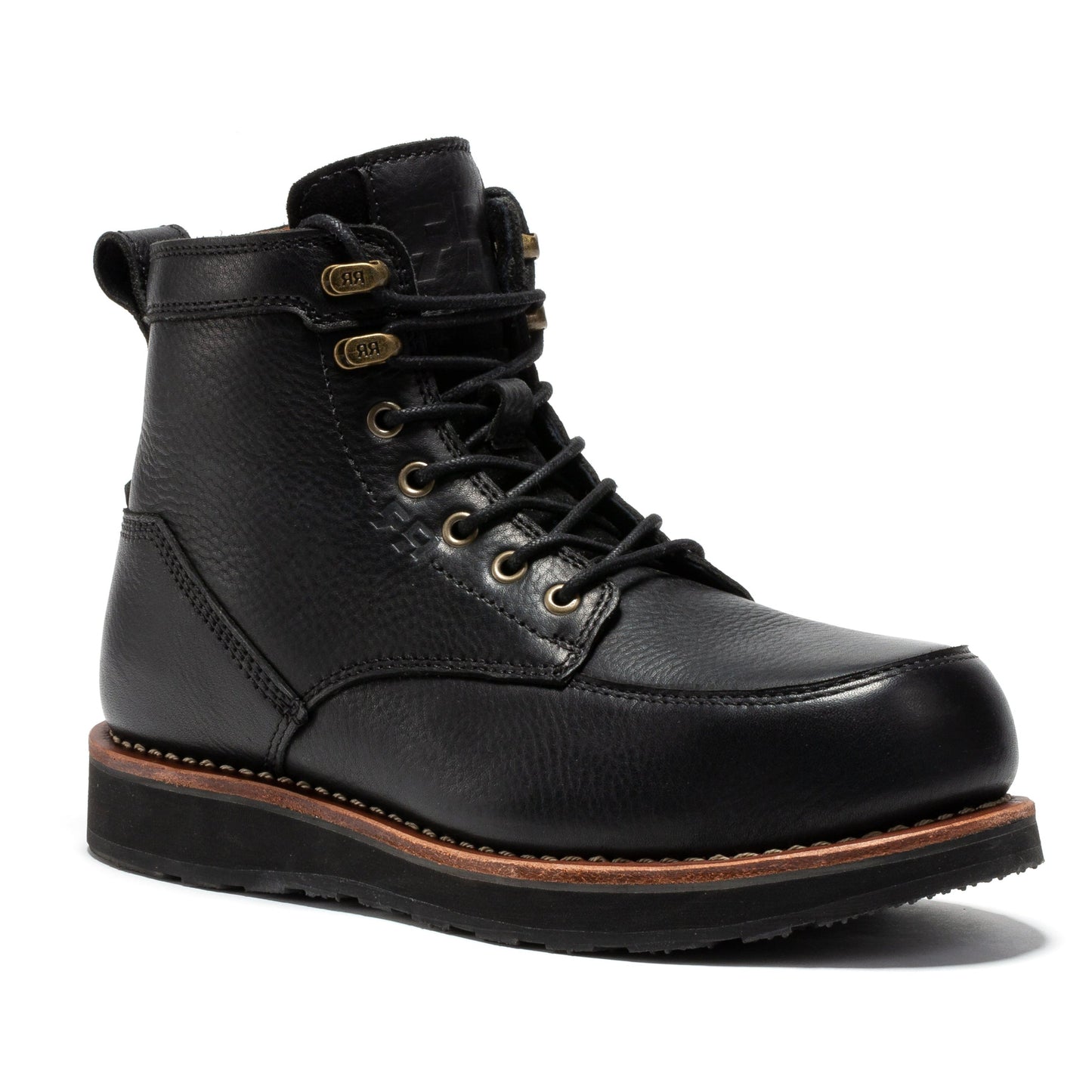 Black Steel Toe Wedge Work Boots 6 Inch ROCKROOSTER Edgewood Men's SAP610BK