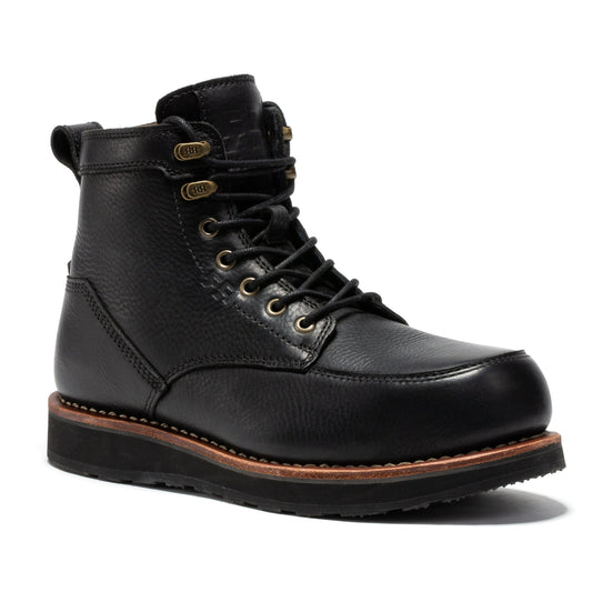 Black Steel Toe Wedge Work Boots 6 Inch ROCKROOSTER Edgewood Men's SAP610BK