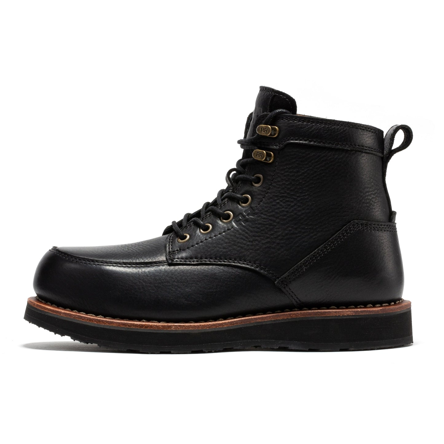 Black Steel Toe Wedge Work Boots 6 Inch ROCKROOSTER Edgewood Men's SAP610BK