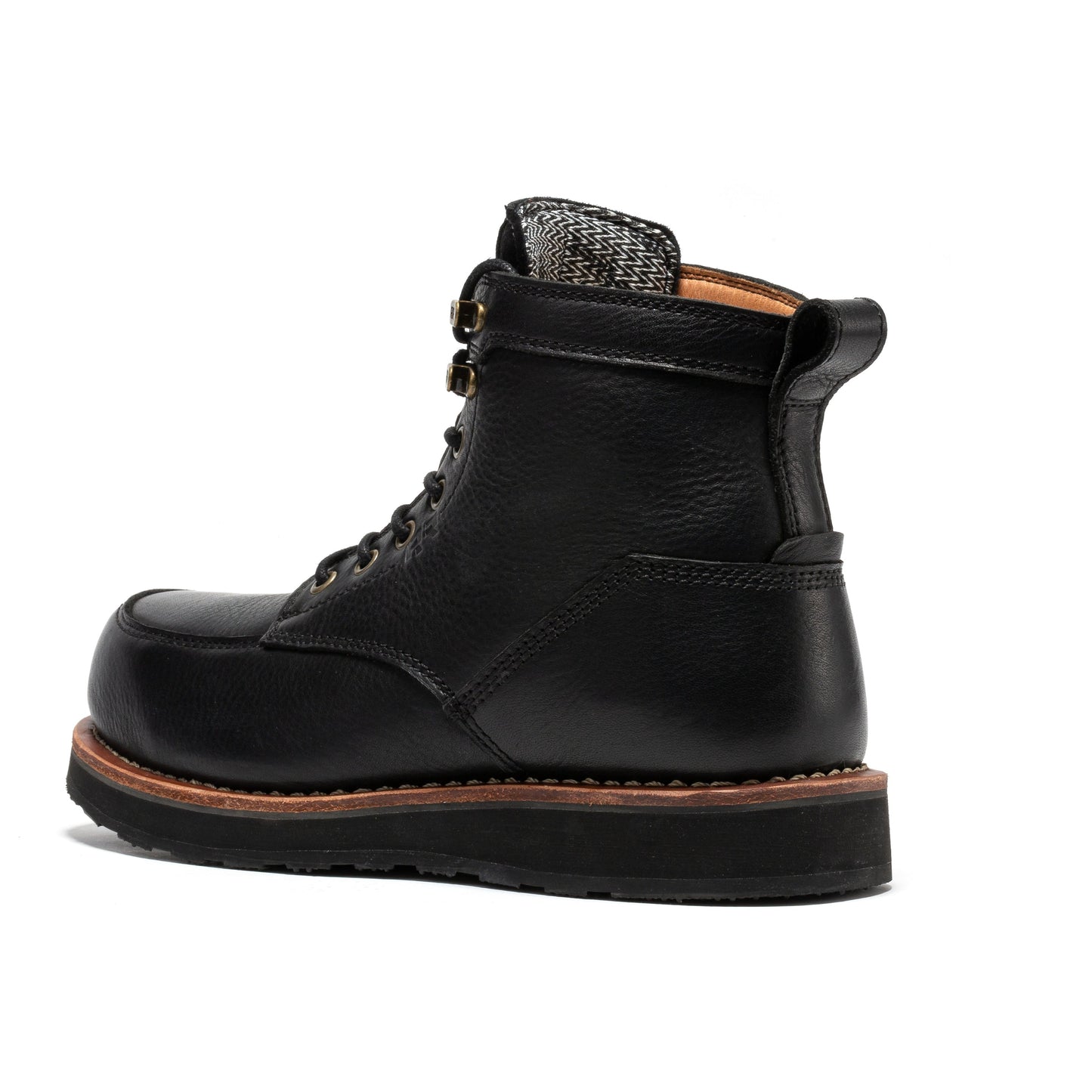 Black Steel Toe Wedge Work Boots 6 Inch ROCKROOSTER Edgewood Men's SAP610BK