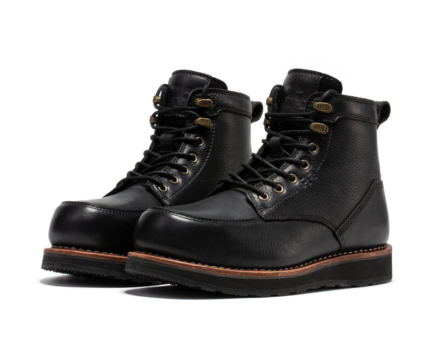 Black Steel Toe Wedge Work Boots 6 Inch ROCKROOSTER Edgewood Men's SAP610BK