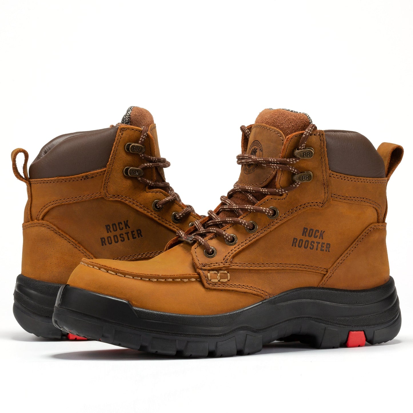 Wide Steel Toe Work Boots 6 inch Rubber Outsole ROCKROOSTER Zumbro