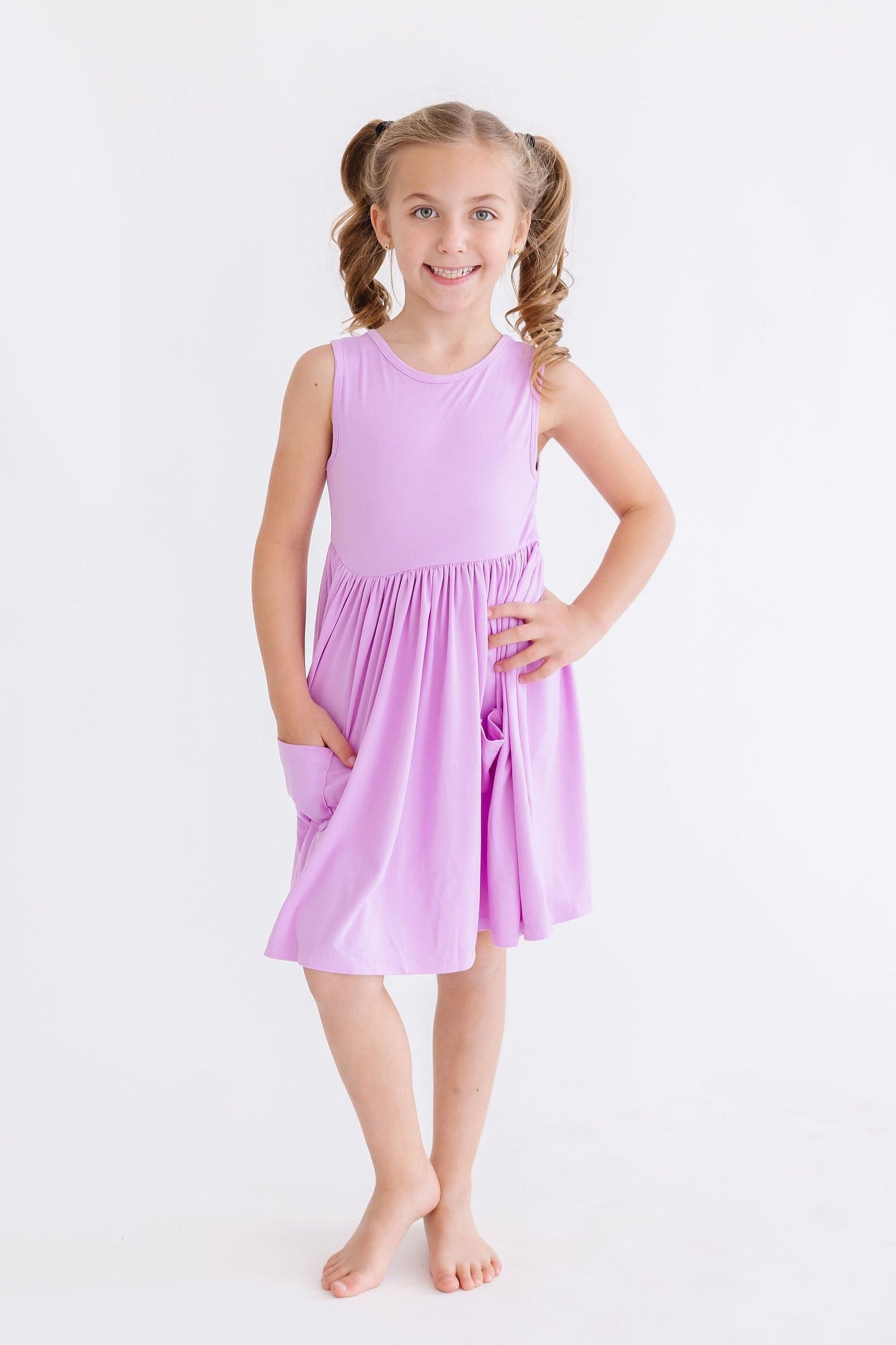 Bright Lilac Tank Pocket Twirl Dress by Mila & Rose
