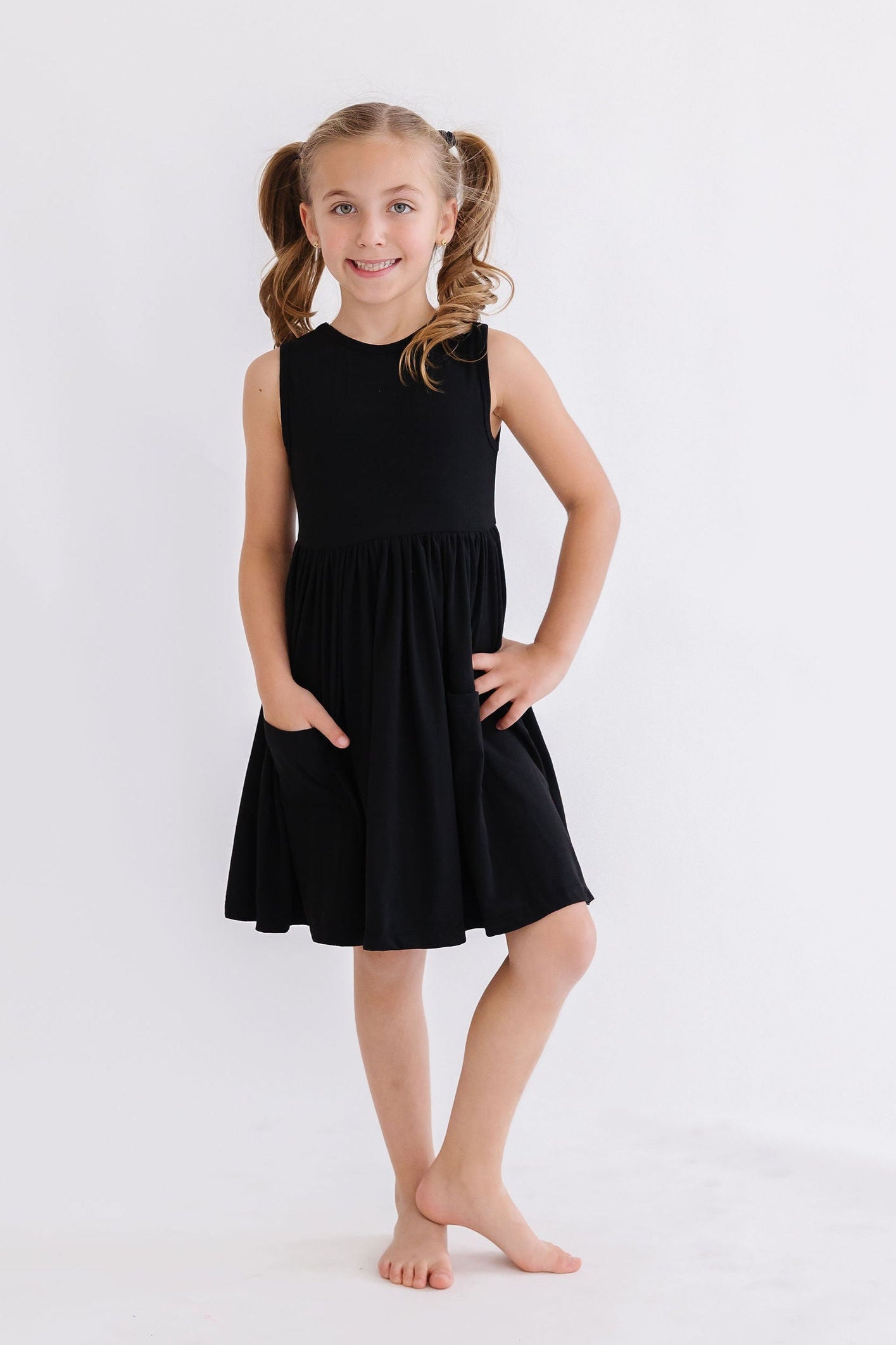 Black Twirly Tank Pocket Dress Mila & Rose