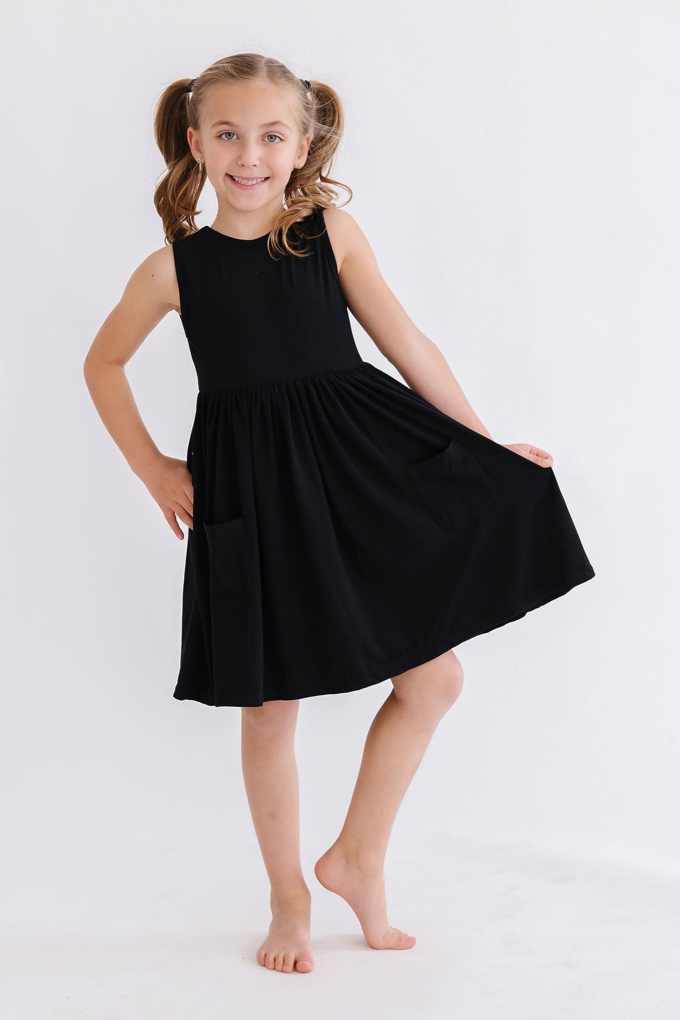 Black Twirly Tank Pocket Dress Mila & Rose