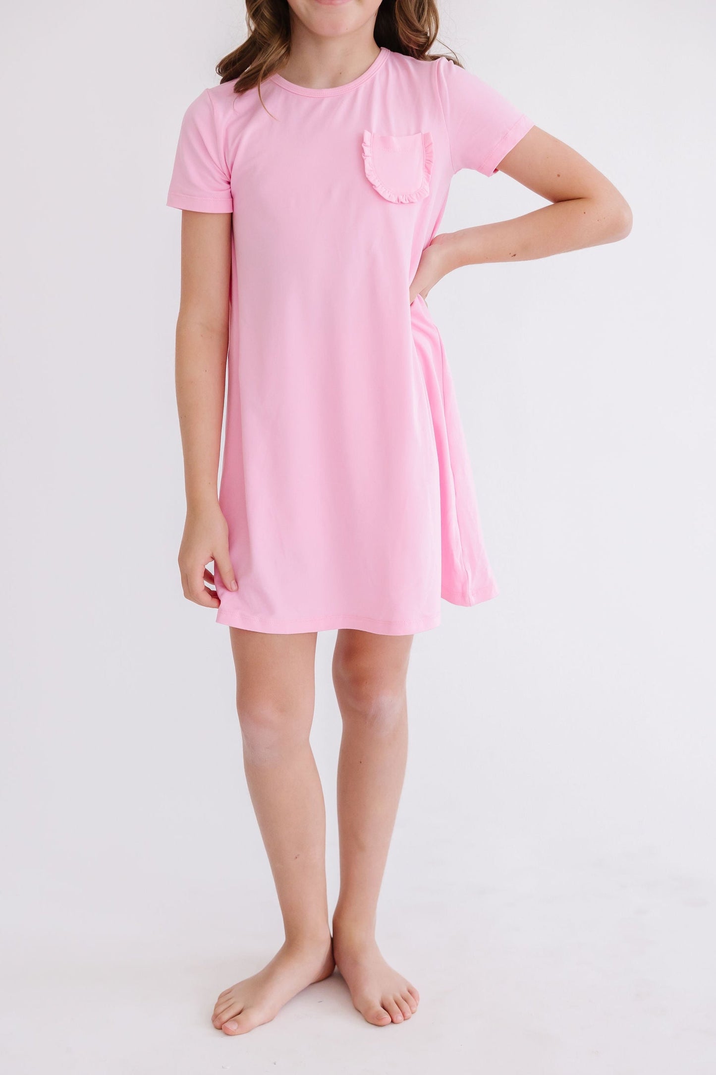 Bubblegum Pink Casual T-Shirt Dress