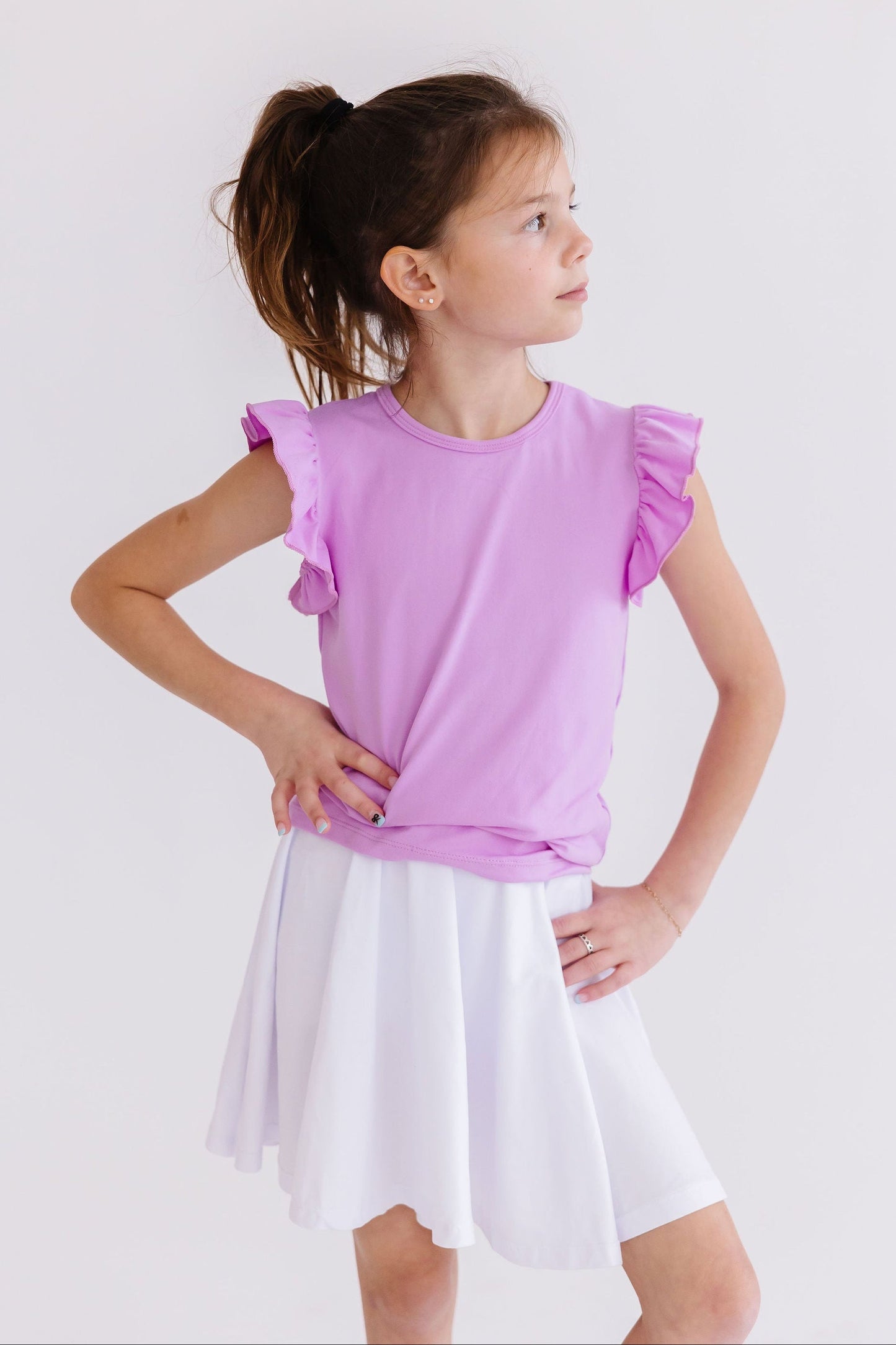 Bright Lilac Short Sleeve Ruffle Tee Mila & Rose®
