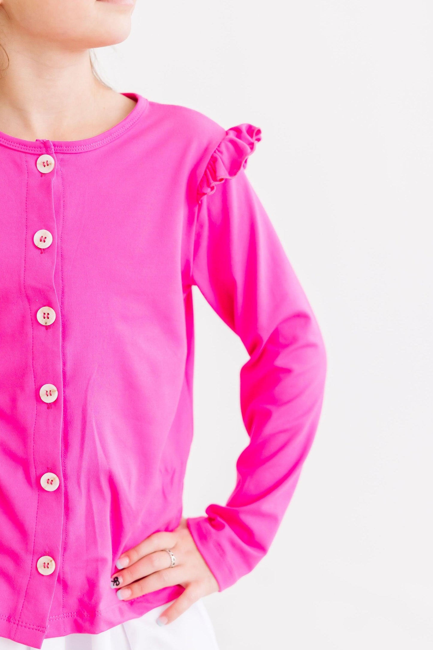 Hot Pink Lightweight Ruffle Cardigan Mila & Rose