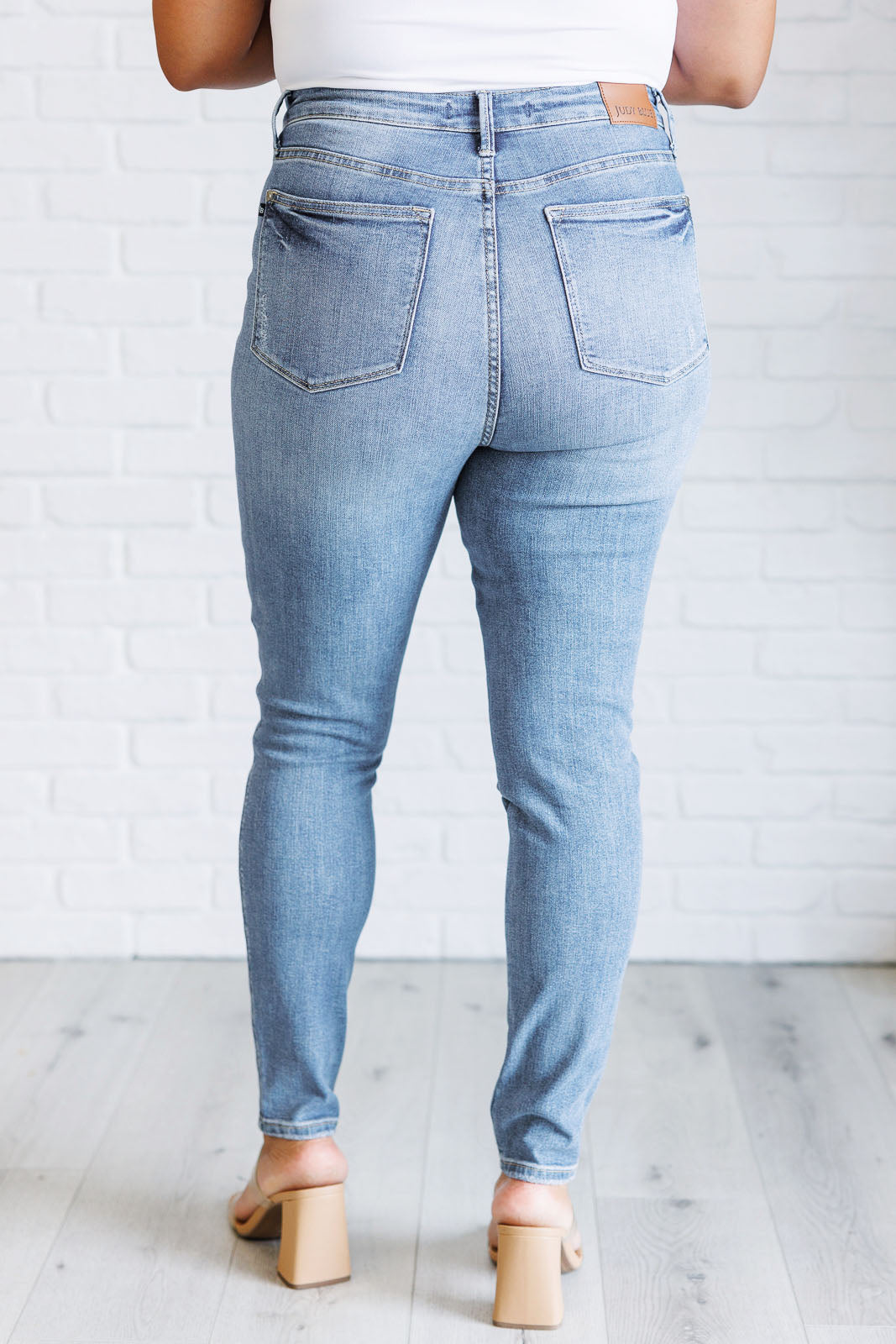 High Rise Contrast Wash Control Top Skinny Jeans Justine