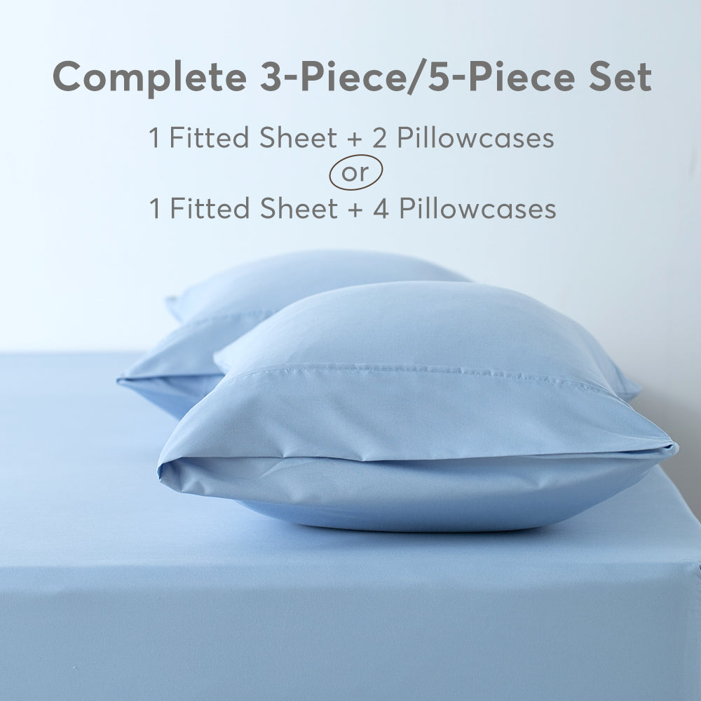 All Season Deep Pocket Fitted Sheet Set with Pillowcases Kasentex