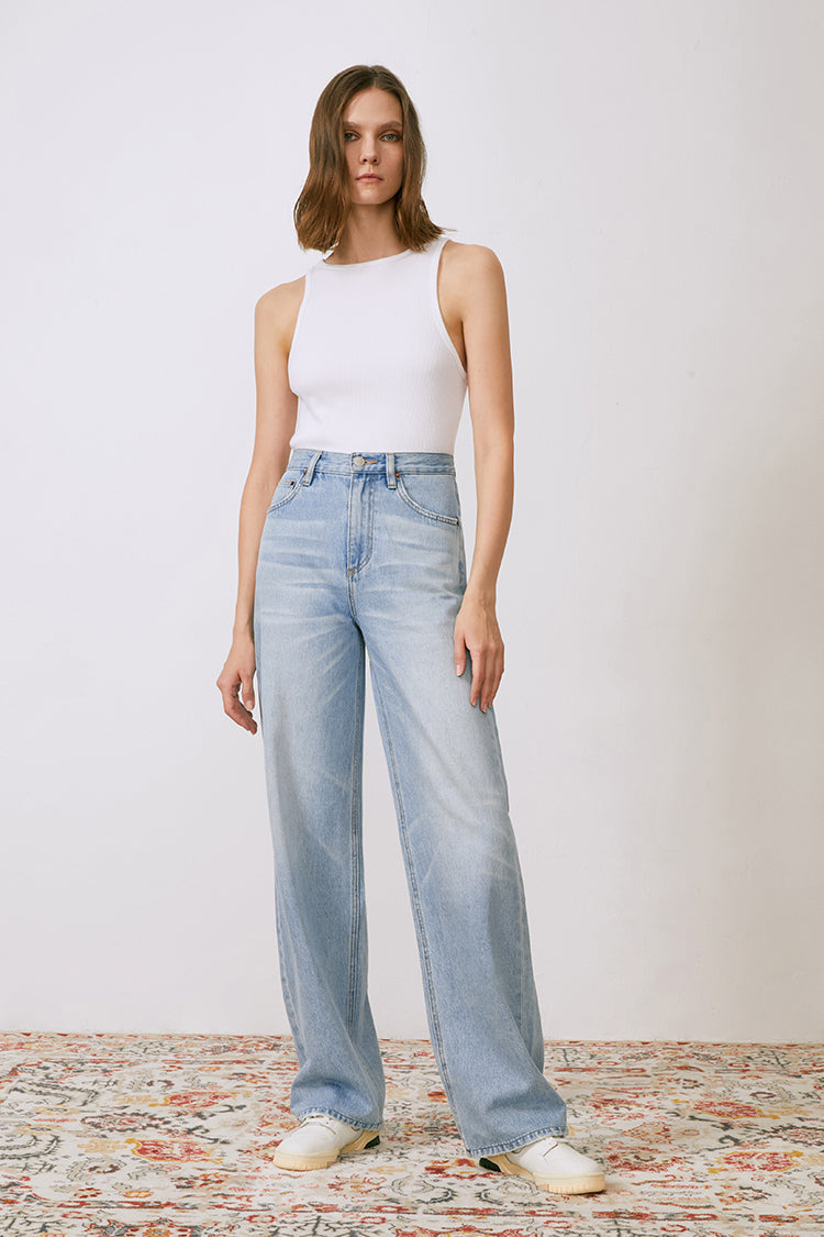 Whitefish High Rise Wide Jeans Mid-weight Denim HJ007 Coney Island