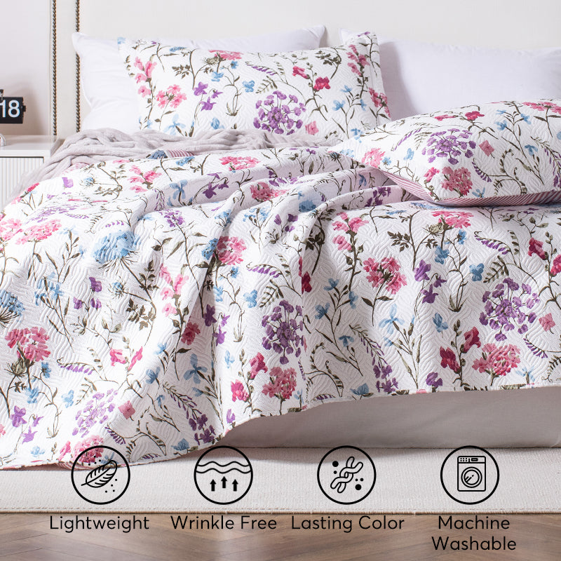 Floral Lightweight Reversible Quilt Set Kasentex