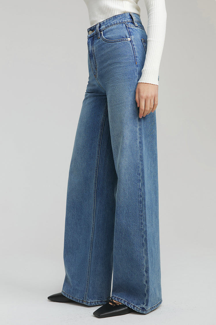 High Rise Baggy Jeans Full Length Wide Leg Angeles