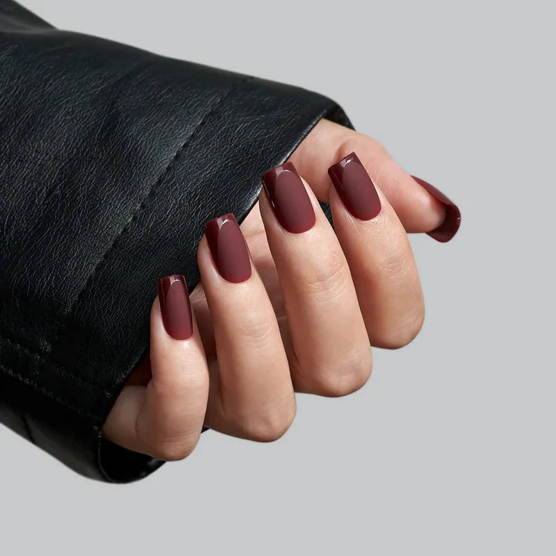 Plum Velvet Square Nails - Press On Nails | Long Lasting & Reusable