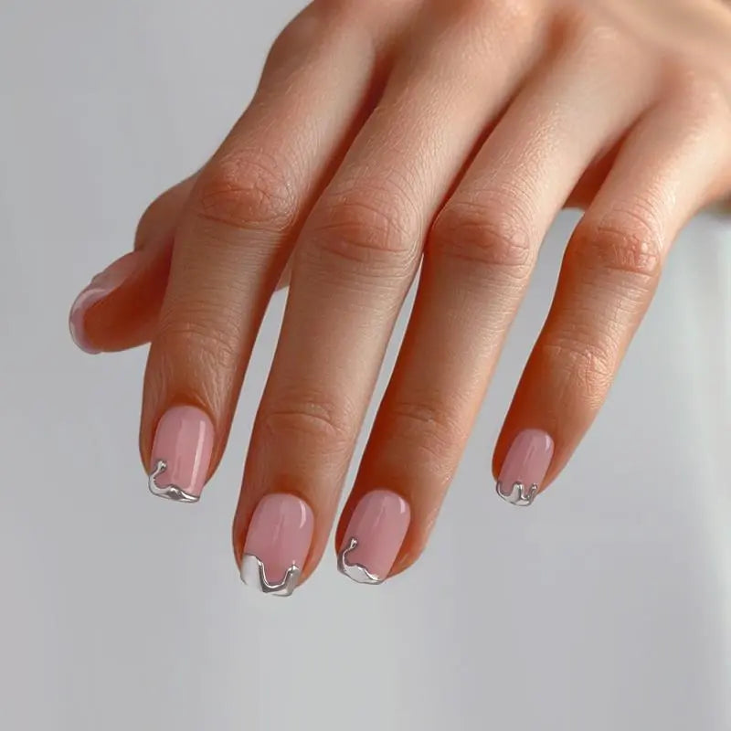 Chrome Edge Square Long Lasting Press On Nails Nail Pop Studio
